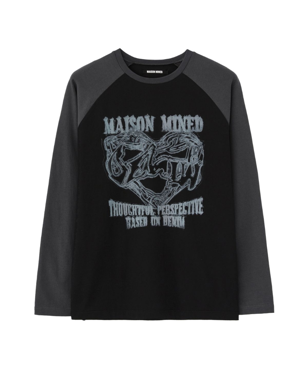 메종미네드(MAISON MINED) DOODLE RAGLAN LONG SLEEVE TEE BLACK