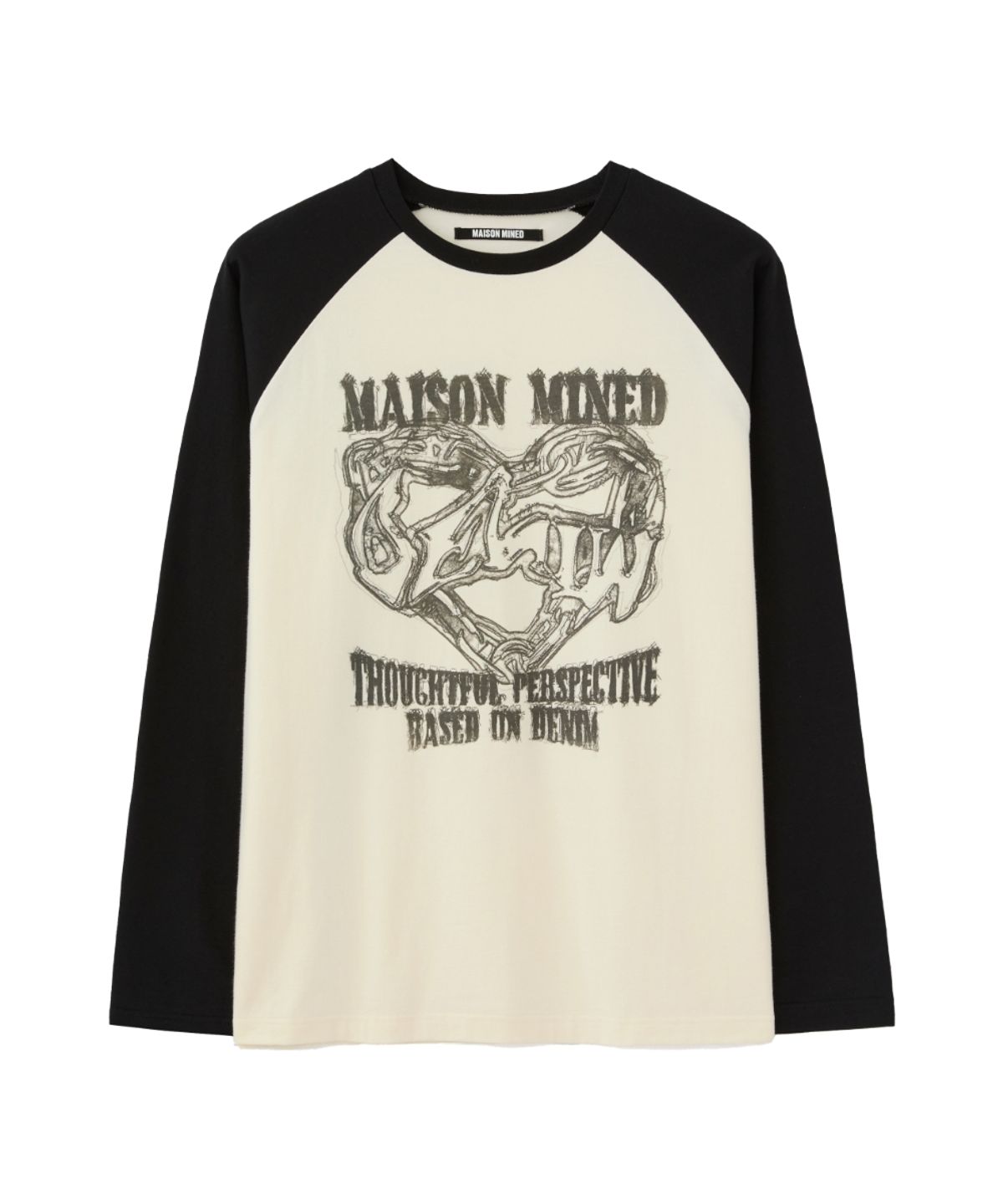 메종미네드(MAISON MINED) DOODLE RAGLAN LONG SLEEVE TEE CREAM