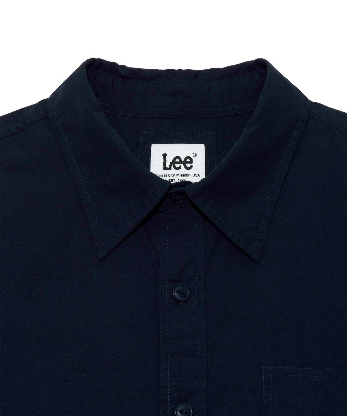 리(LEE) 로코 포켓 린넨 반팔 셔츠 네이비