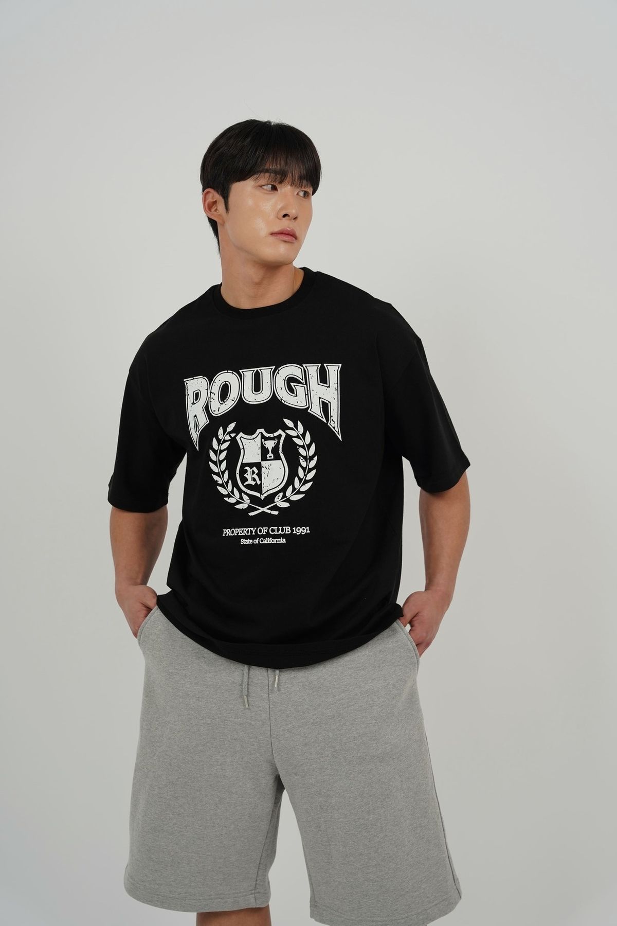 러프 애슬레틱(ROUGH ATHLETIC) [헤비코튼] 헤리티지 로고 티셔츠 -Black