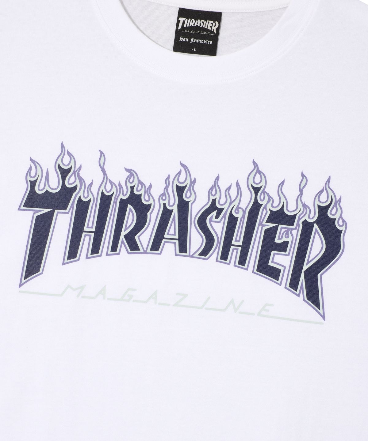 트레셔(THRASHER) 플레임 반팔 티셔츠 화이트
