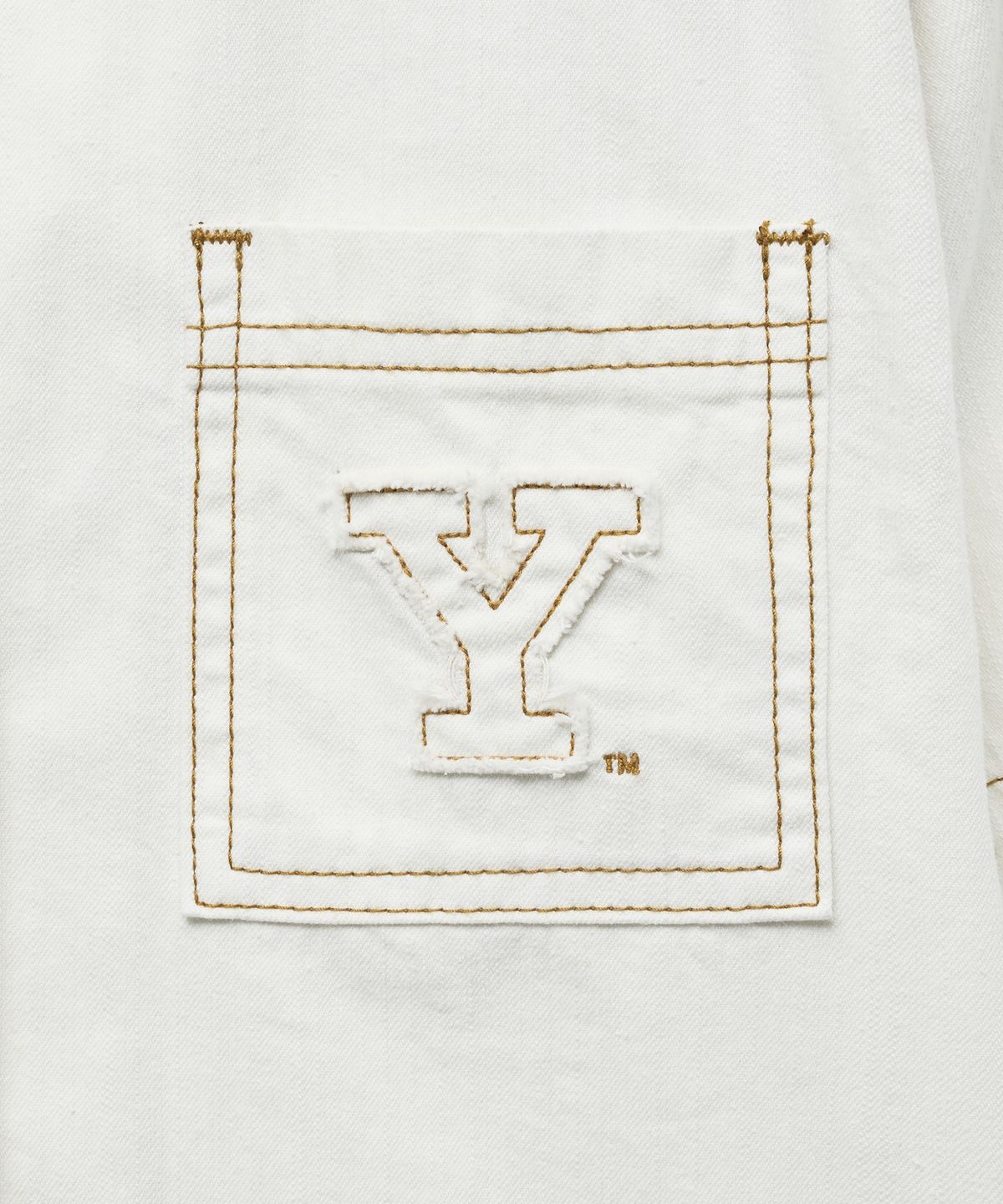 예일(YALE) 우먼즈 크롭 데님셔츠_화이트