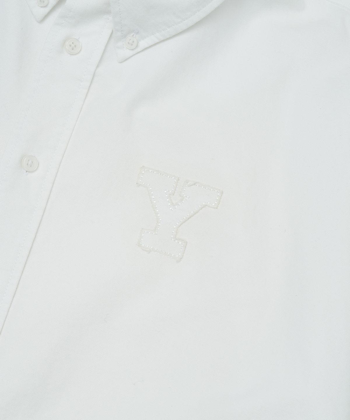 예일(YALE) Y로고 오버사이즈 옥스포드 셔츠_화이트
