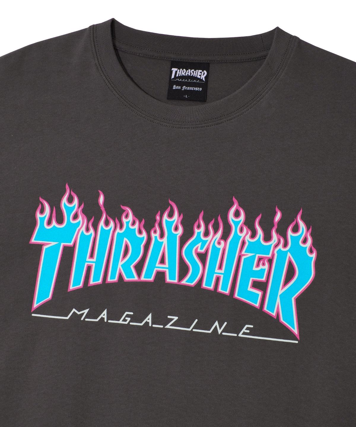 트레셔(THRASHER) 플레임 반팔 티셔츠 차콜