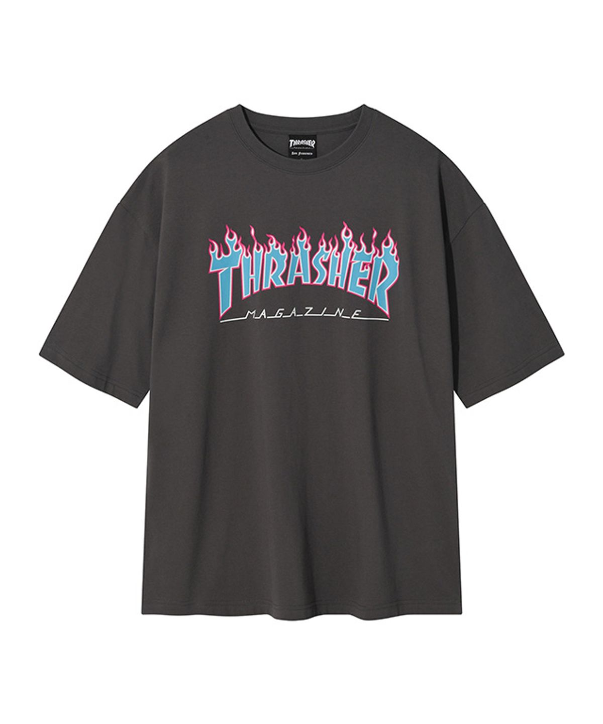 트레셔(THRASHER) 플레임 반팔 티셔츠 차콜