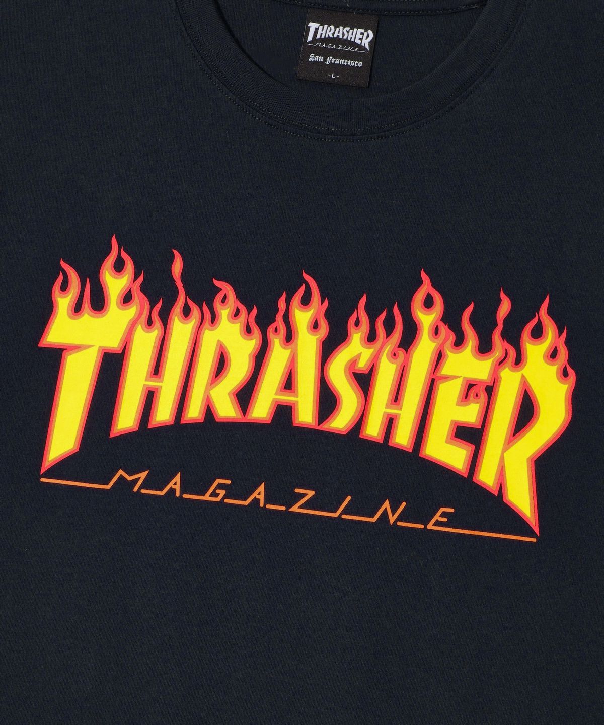 트레셔(THRASHER) 플레임 반팔 티셔츠 다크 네이비