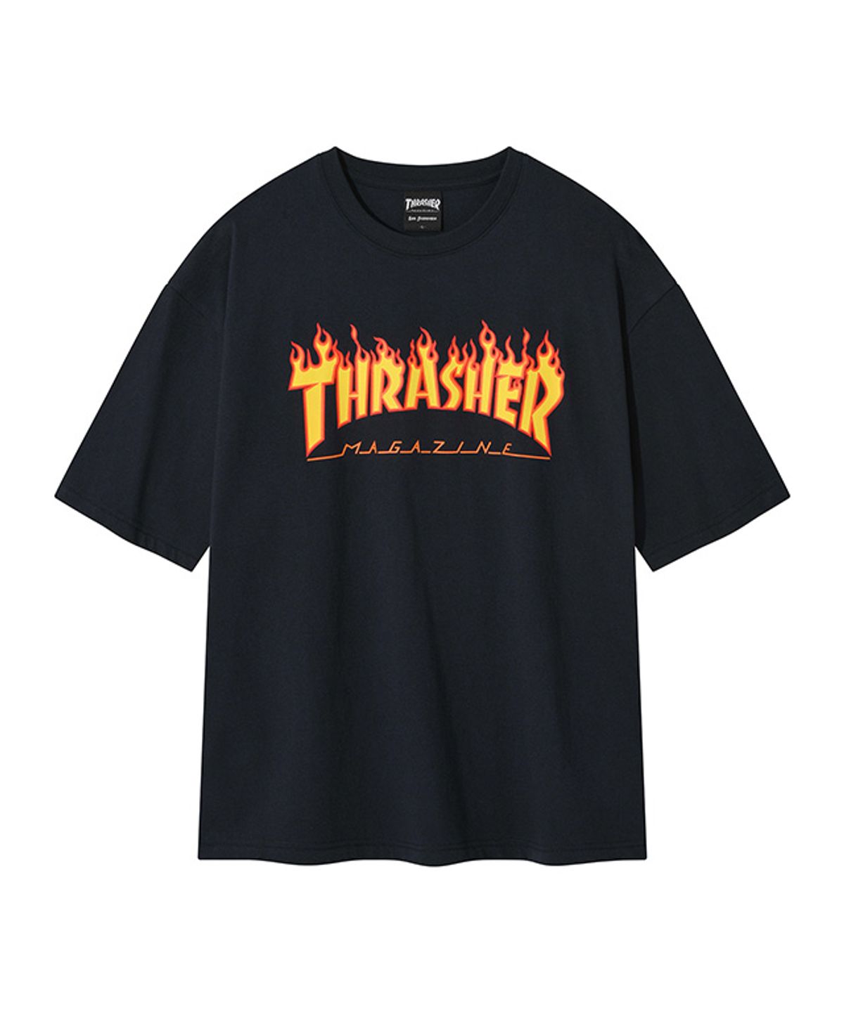 트레셔(THRASHER) 플레임 반팔 티셔츠 다크 네이비