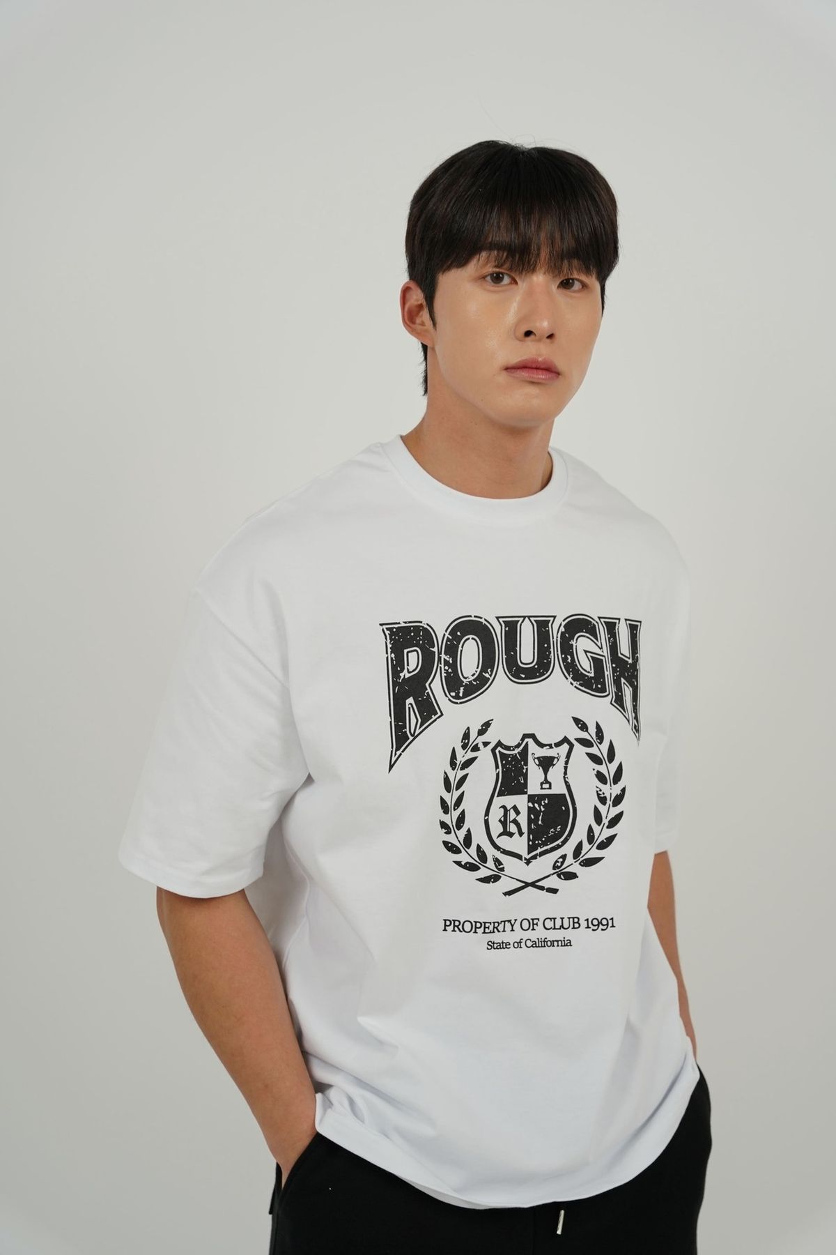 러프 애슬레틱(ROUGH ATHLETIC) [헤비코튼] 헤리티지 로고 티셔츠 -White