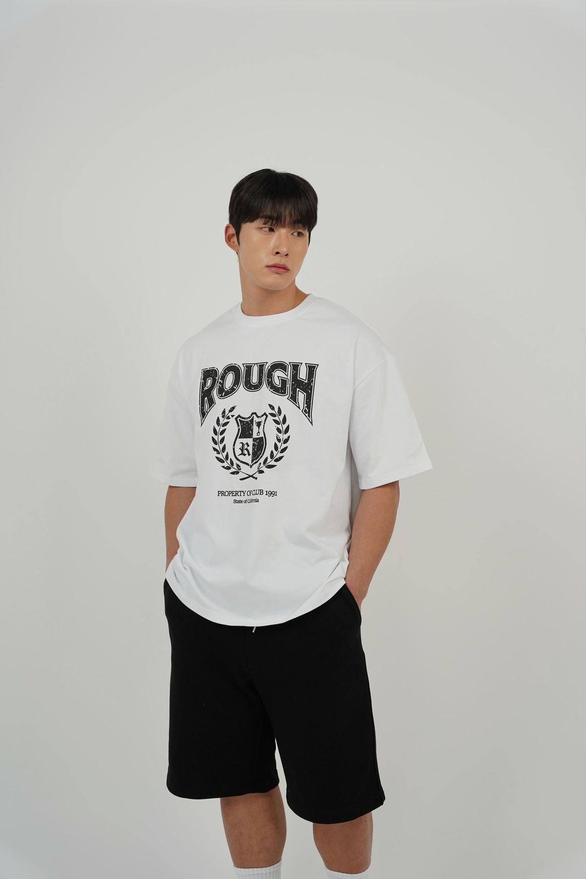 러프 애슬레틱(ROUGH ATHLETIC) [헤비코튼] 헤리티지 로고 티셔츠 -White