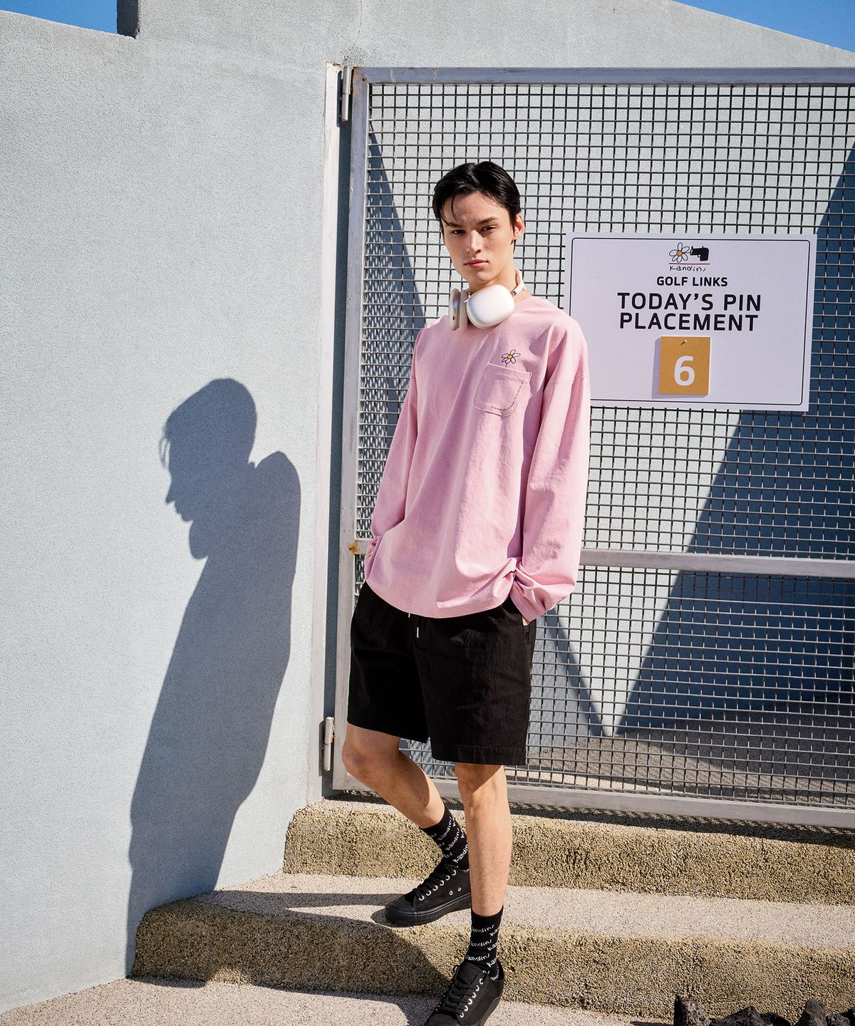 칸디니(KANDINI) 핑크  포켓 긴팔 티셔츠_Unisex