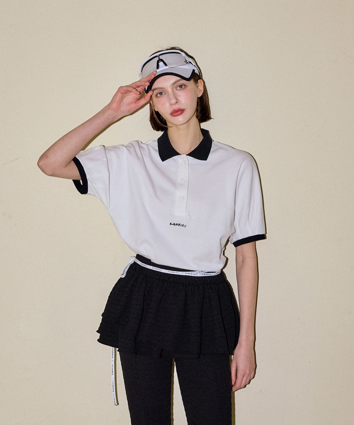 칸디니(KANDINI) 아이보리 비비드 래글런 폴로셔츠