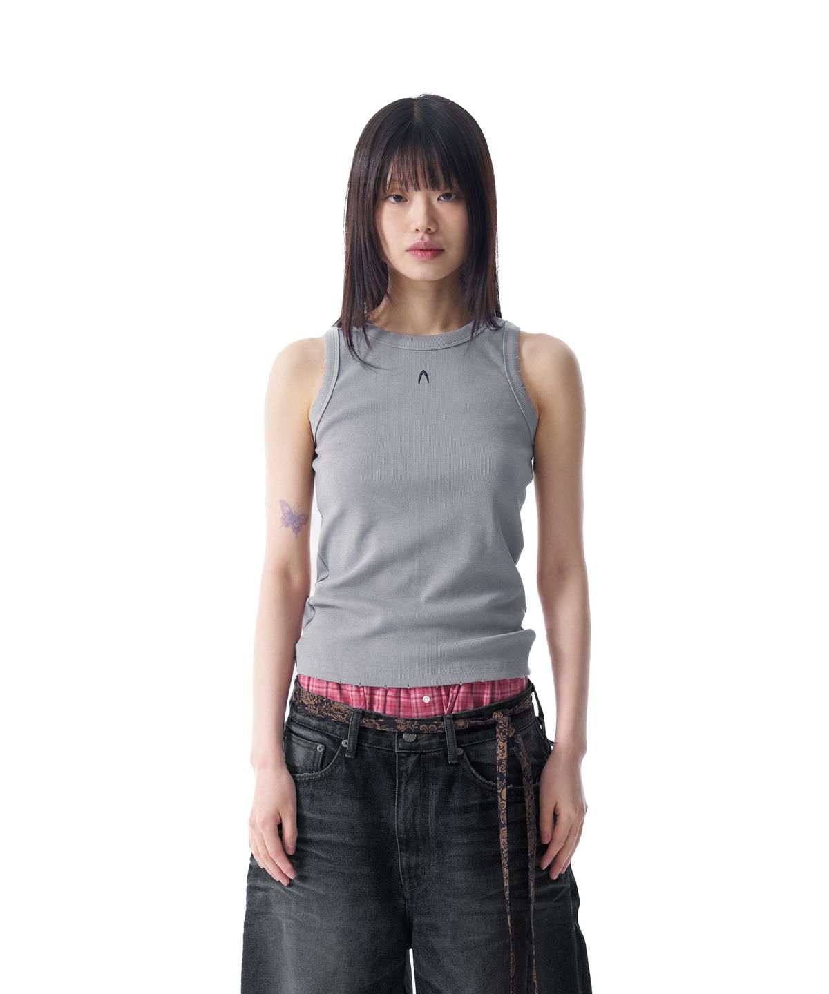 아캄(AAKAM) Distressed Logo Sleeveless (Gray)