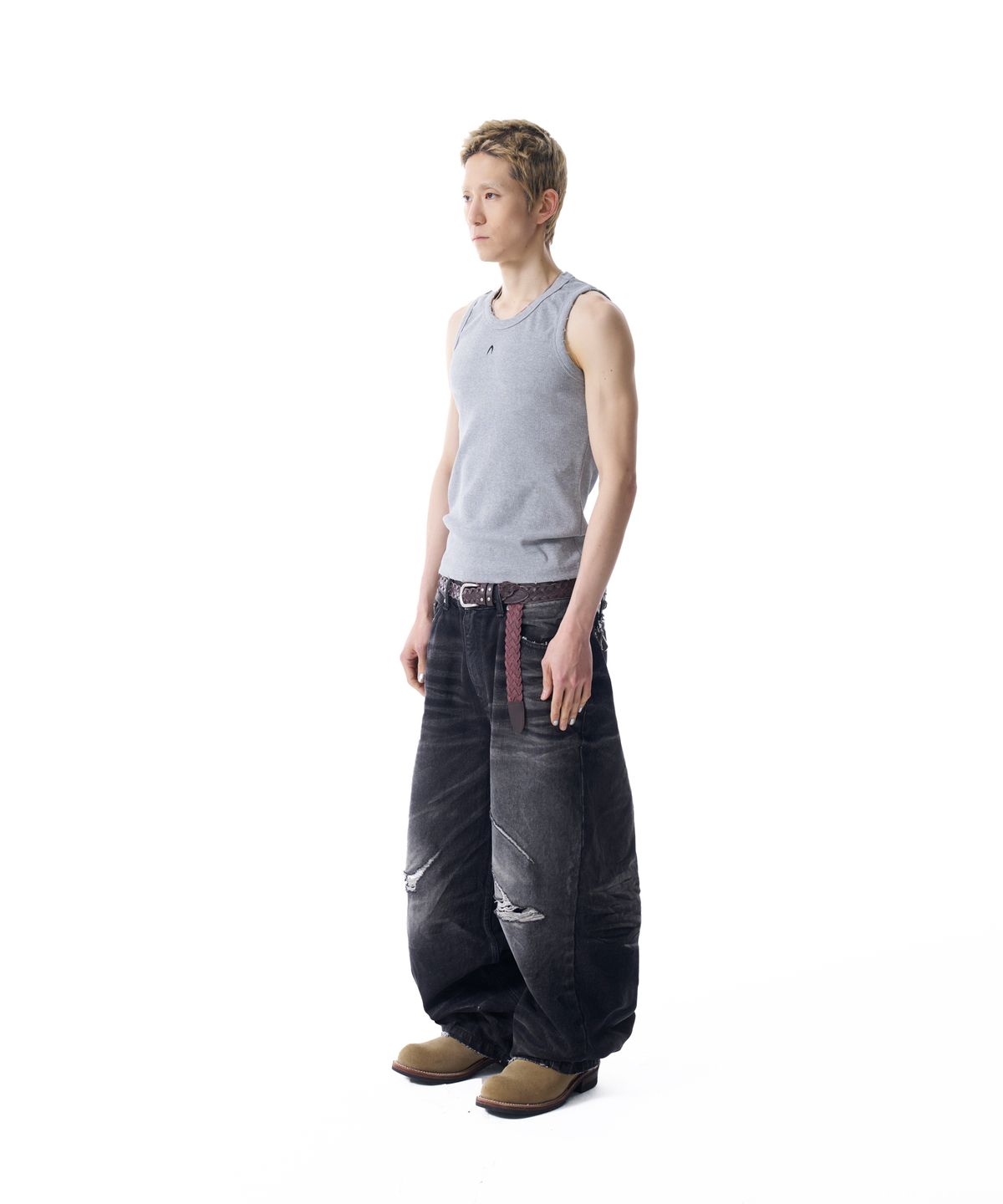 아캄(AAKAM) Distressed Logo Sleeveless (Gray)