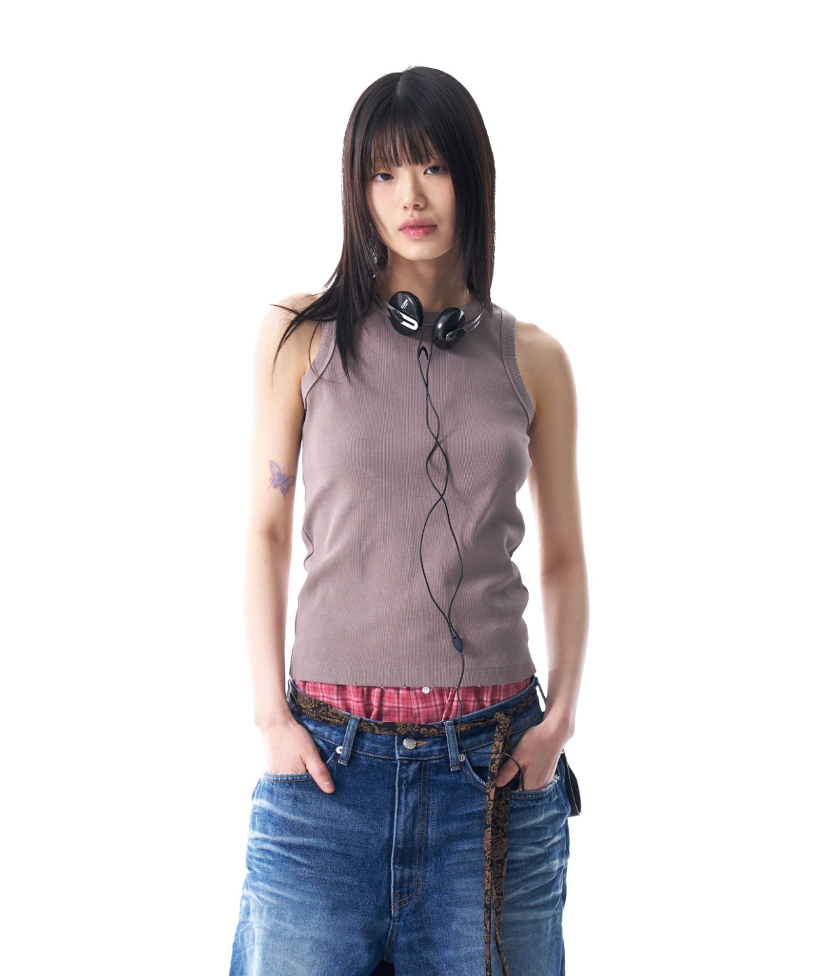 ◆25SS AAKAM Distressed Logo Sleeveless/2色◆ MUSINSA | AAKAM Distressed Logo Sleeveless (Brown)