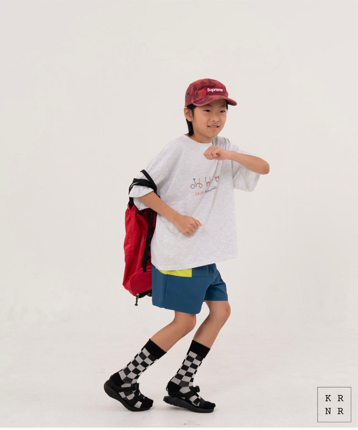 쿠르나르(KRNR) 쿨 컬러 블록 쇼츠 팬츠 블루, 블랙