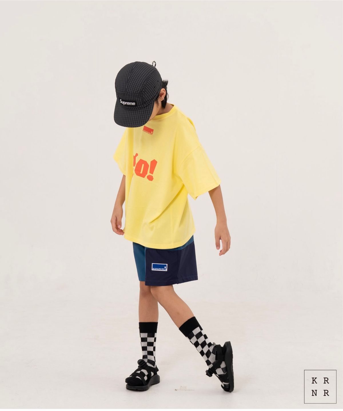 쿠르나르(KRNR) 쿨 컬러 블록 쇼츠 팬츠 블루, 블랙