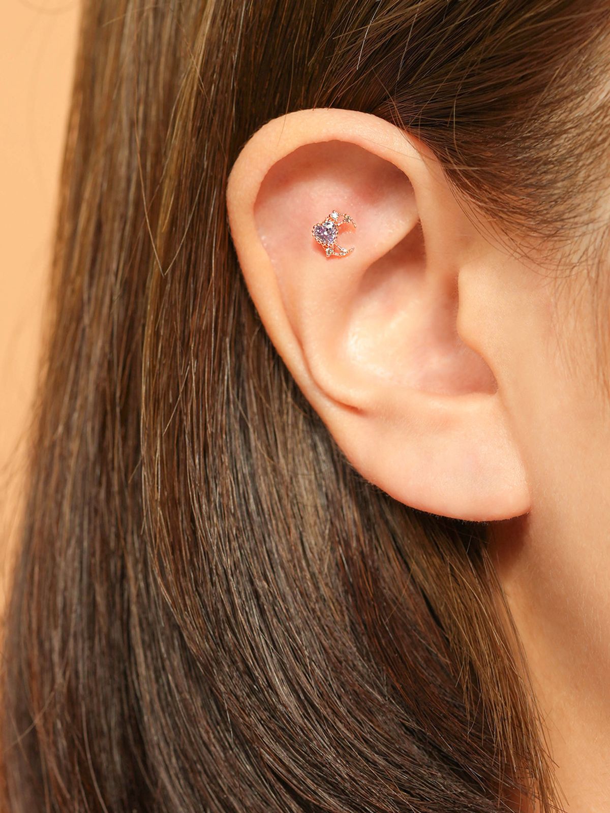 미니멀피어싱(MINIMALPIERCING) 14K 엔틱 루나 하트 피어싱 귀걸이