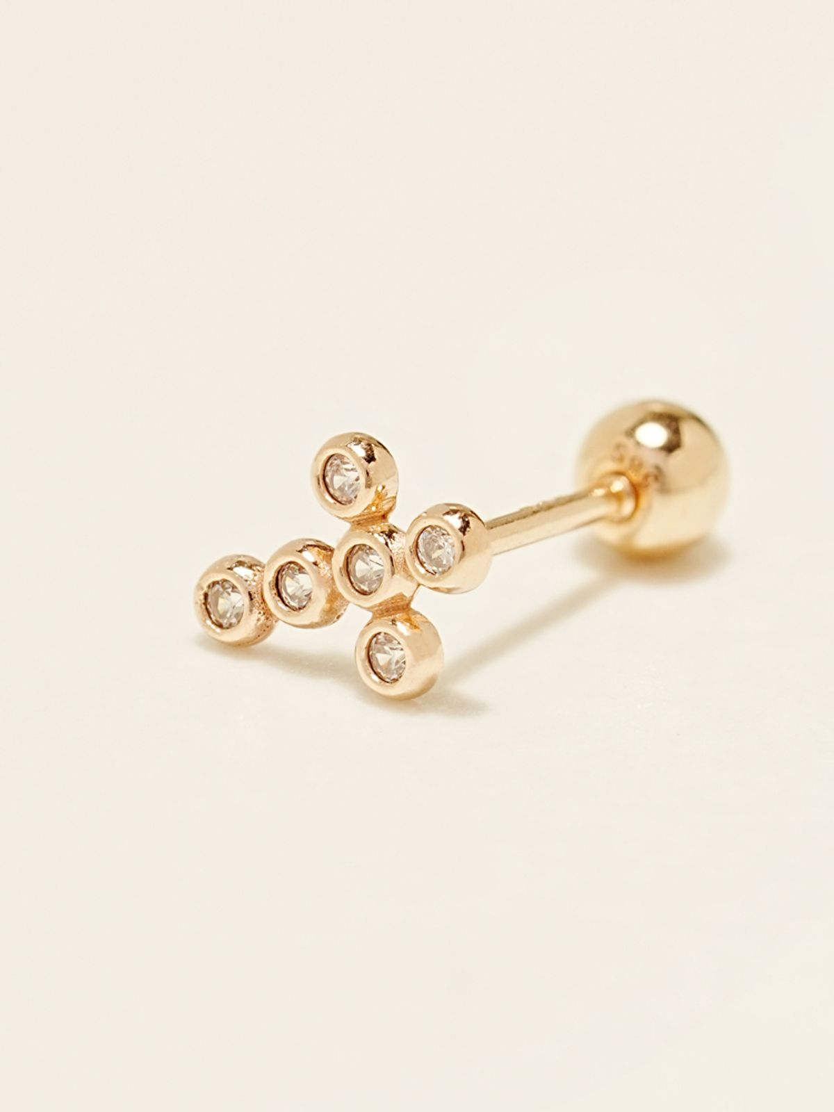 미니멀피어싱(MINIMALPIERCING) 14K 도트 십자가 피어싱 귀걸이