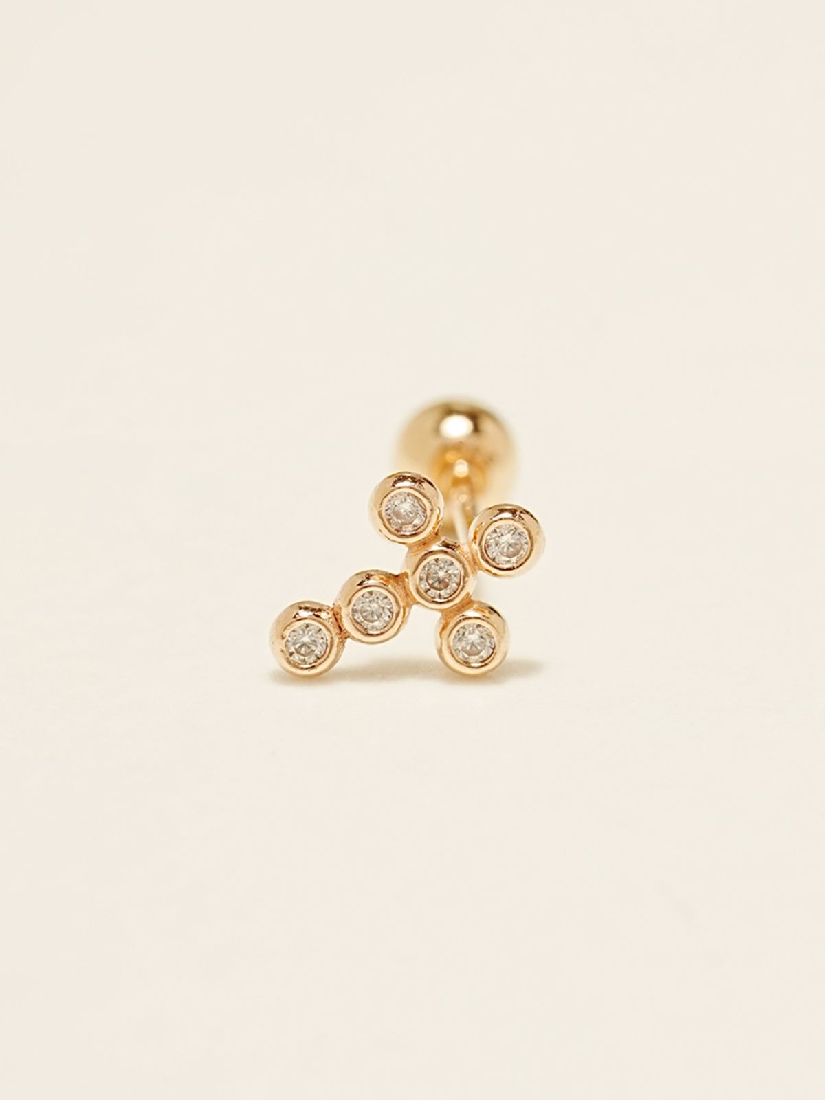 미니멀피어싱(MINIMALPIERCING) 14K 도트 십자가 피어싱 귀걸이