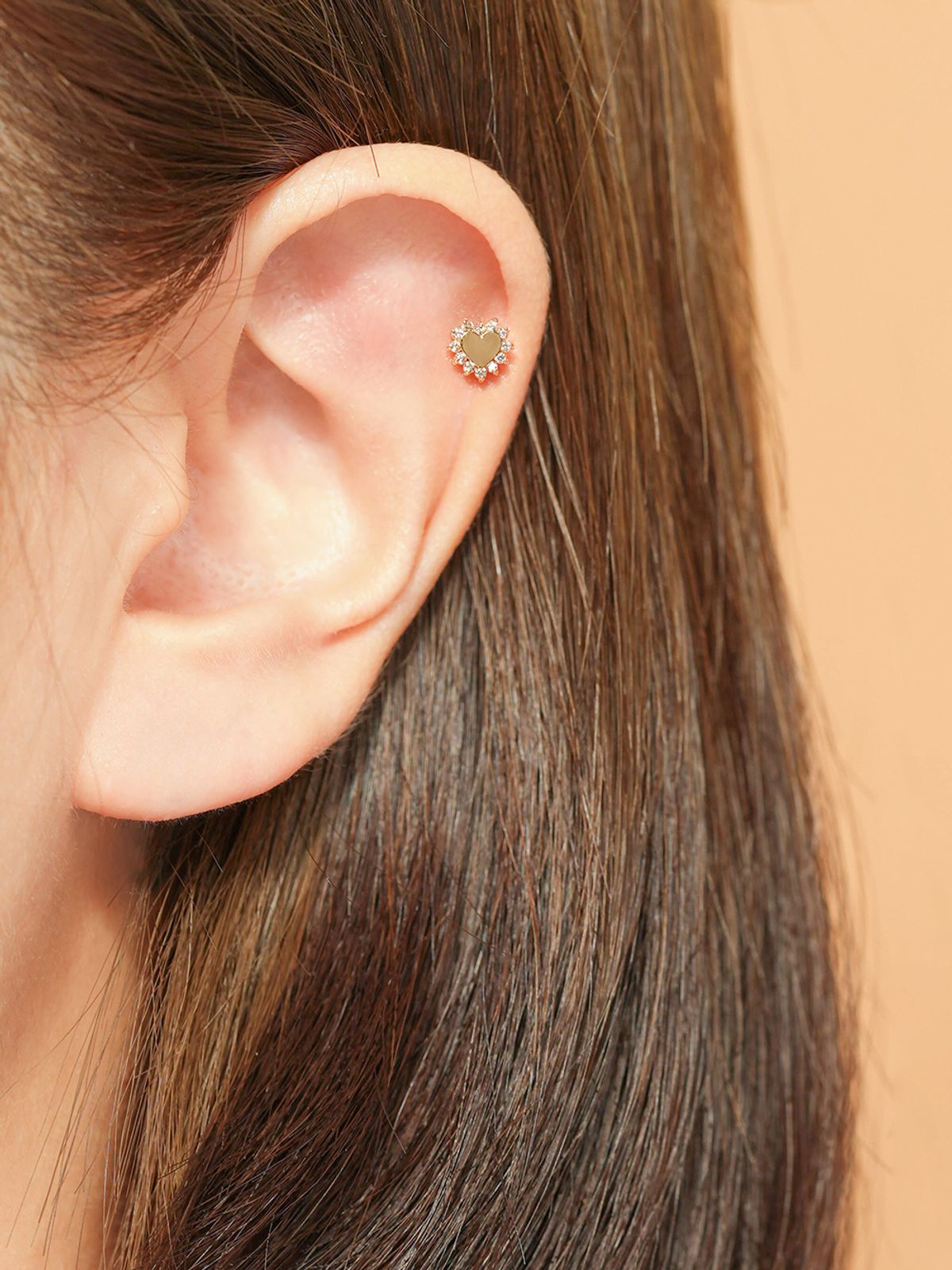 미니멀피어싱(MINIMALPIERCING) 14K 썬샤인 하트 피어싱 귀걸이
