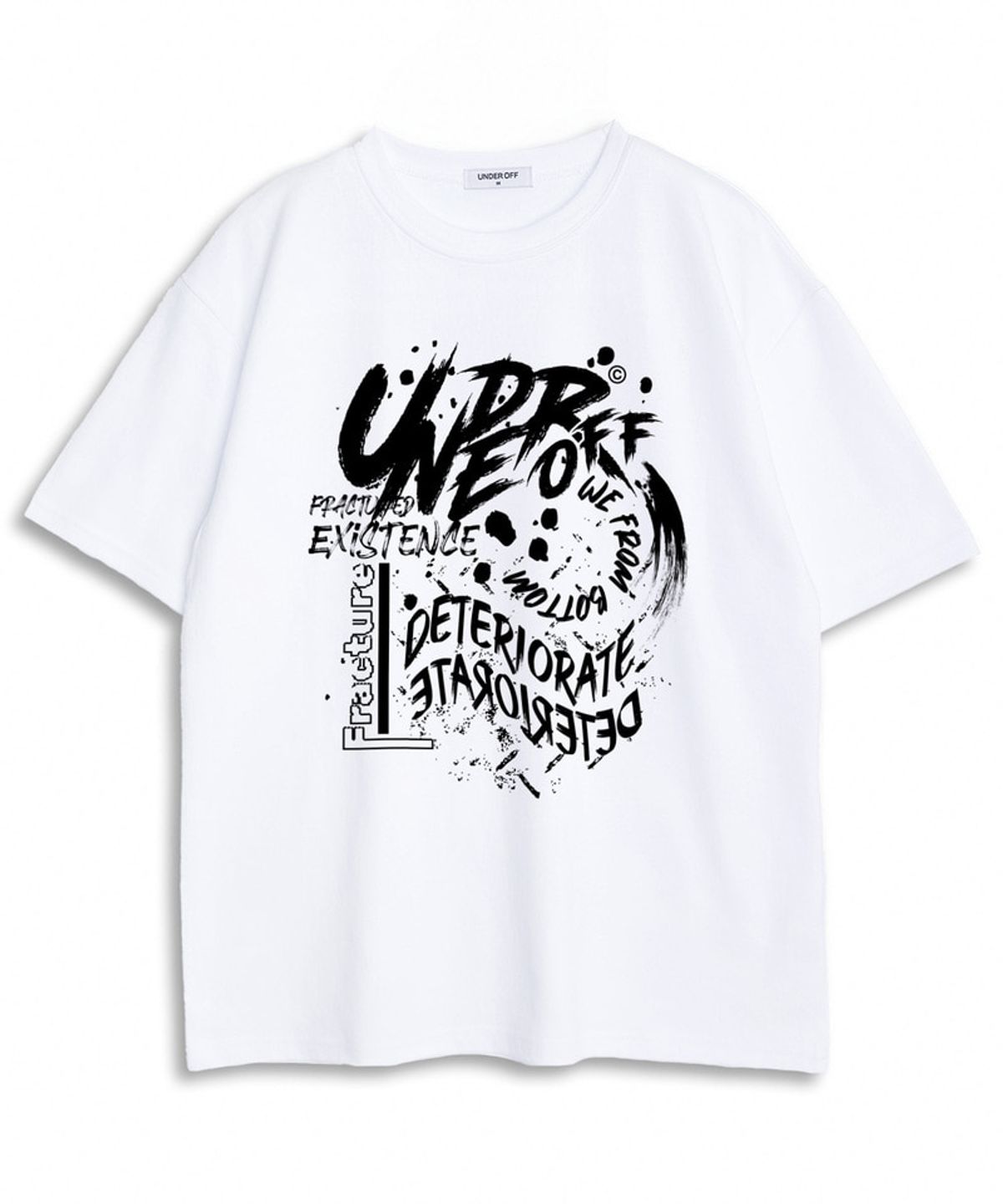언더오프(UNDEROFF) 오버핏 크루넥 빈티지 스플래터 티셔츠 블랙
