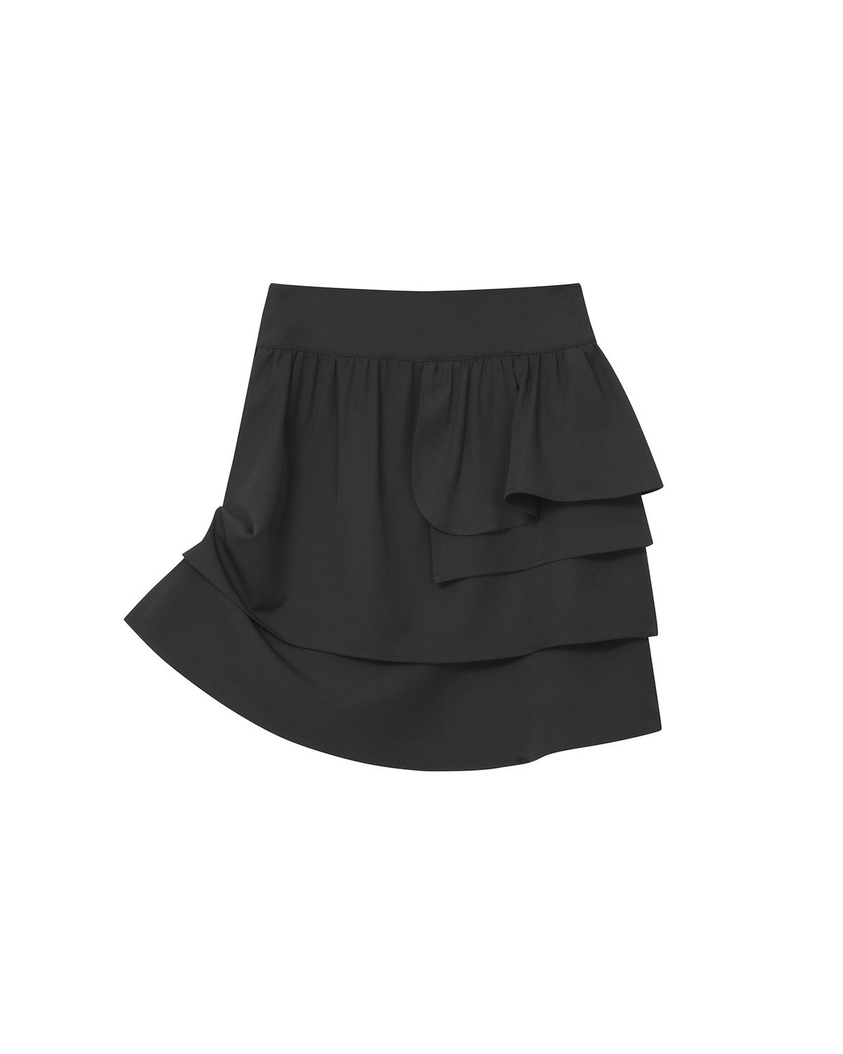 미세키서울(MISEKI SEOUL) Unbalanced layers midi skirt BLACK