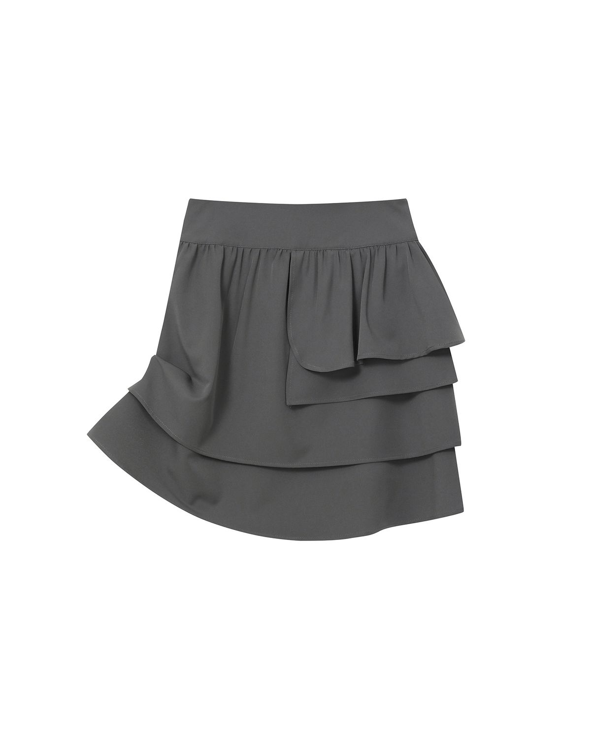 미세키서울(MISEKI SEOUL) Unbalanced layers midi skirt CHARCOAL