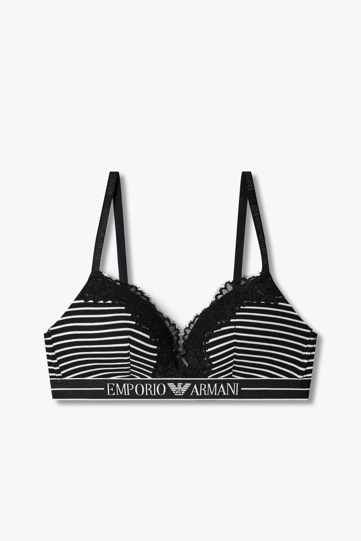 엠포리오 아르마니 언더웨어(EMPORIO ARMANI UNDERWEAR) 여성 스트라이프 트라이앵글 브라 _블랙 0825181530
