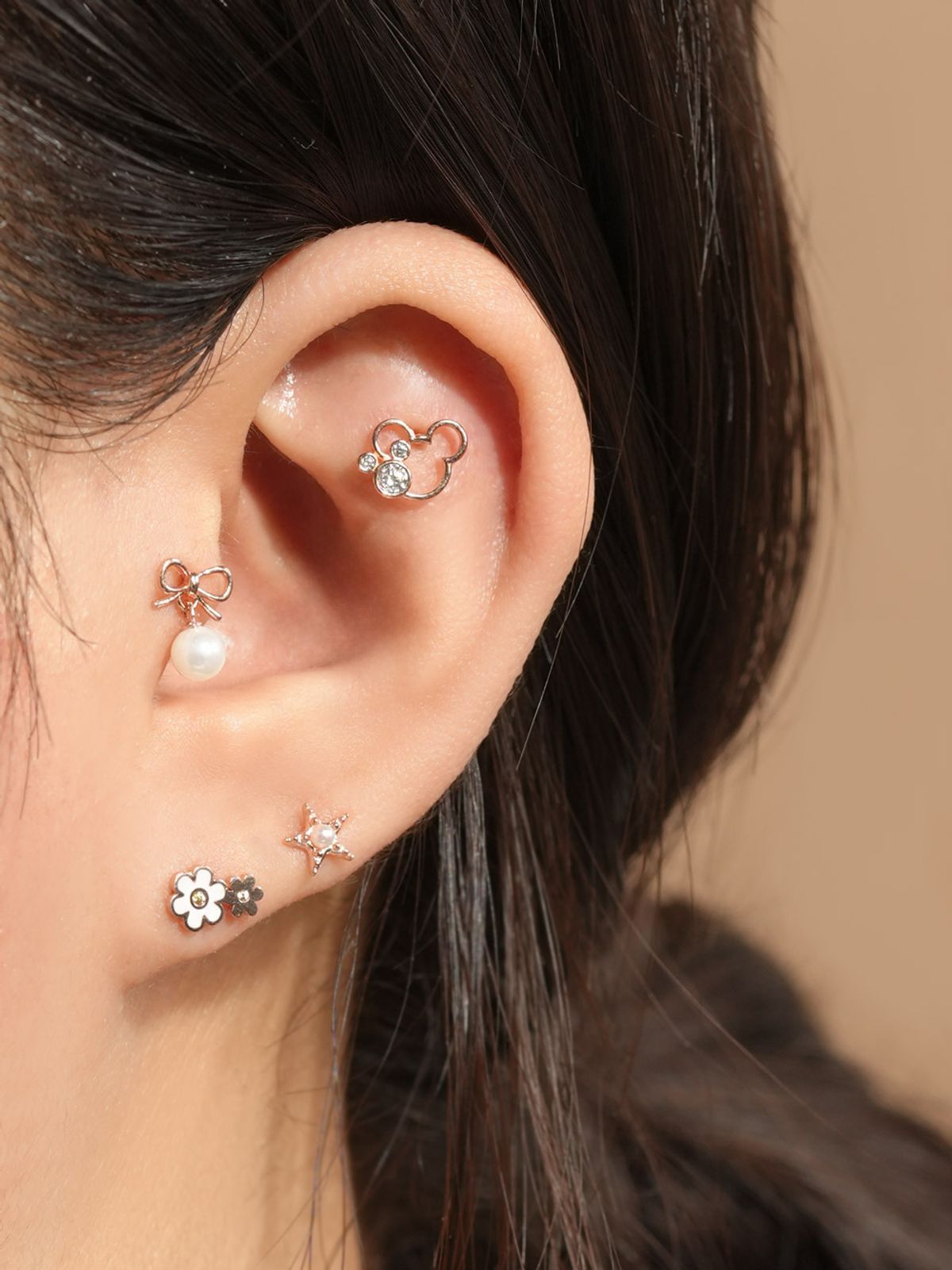 미니멀피어싱(MINIMALPIERCING) 14K 도트 진주 불가사리 피어싱 귀걸이