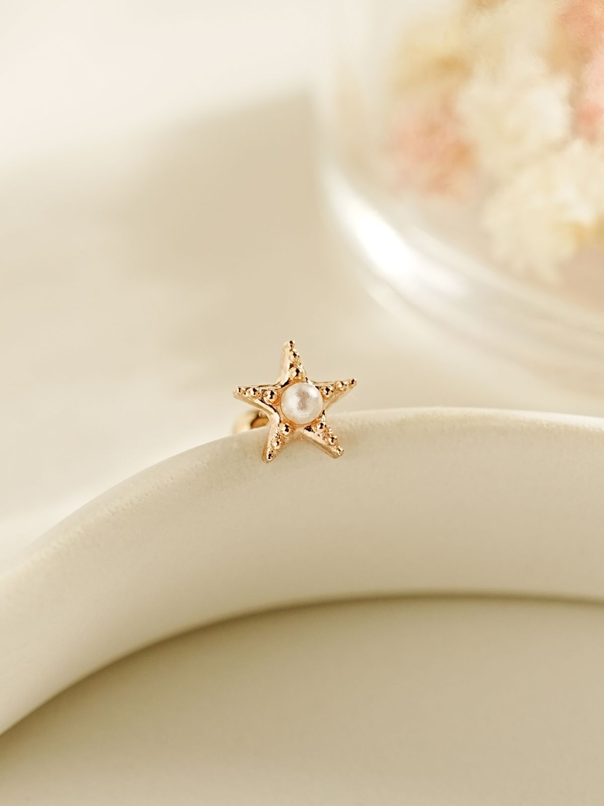 미니멀피어싱(MINIMALPIERCING) 14K 도트 진주 불가사리 피어싱 귀걸이