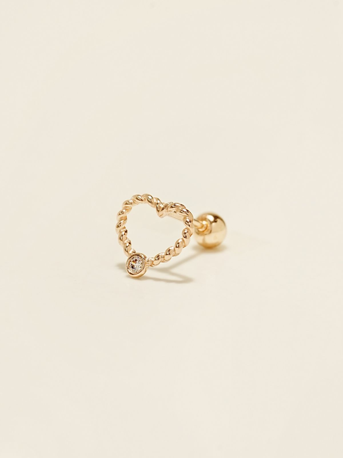 미니멀피어싱(MINIMALPIERCING) 14K 큐빅 프레첼 하트 피어싱 귀걸이