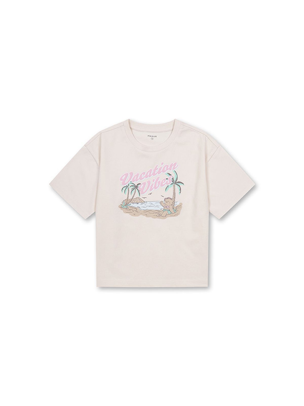 폴햄키즈(POLHAM KIDS) 여아) 폴키베어 플레이티드 저지 그래픽 반팔티_PKF2TS2832
