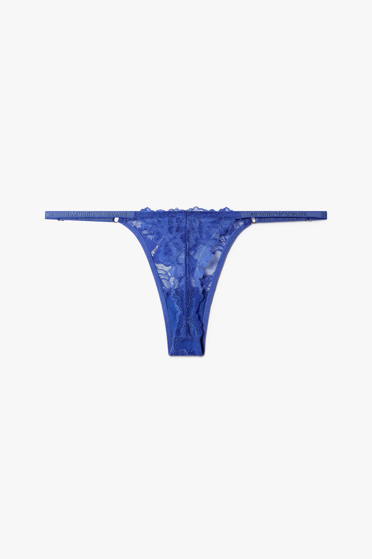 엠포리오 아르마니 언더웨어(EMPORIO ARMANI UNDERWEAR) 여성 플라워 레이스 스트랩 티팬티 _블루 0825110513