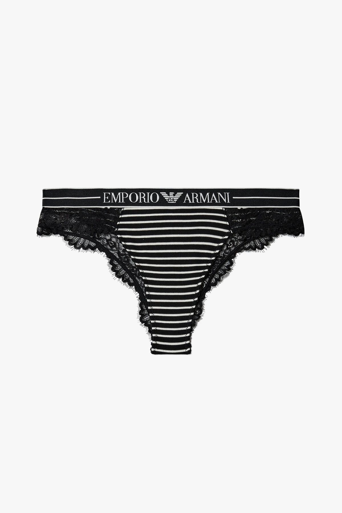 엠포리오 아르마니 언더웨어(EMPORIO ARMANI UNDERWEAR) 여성 스트라이프 브라질리언 브리프 _블랙 0825111530