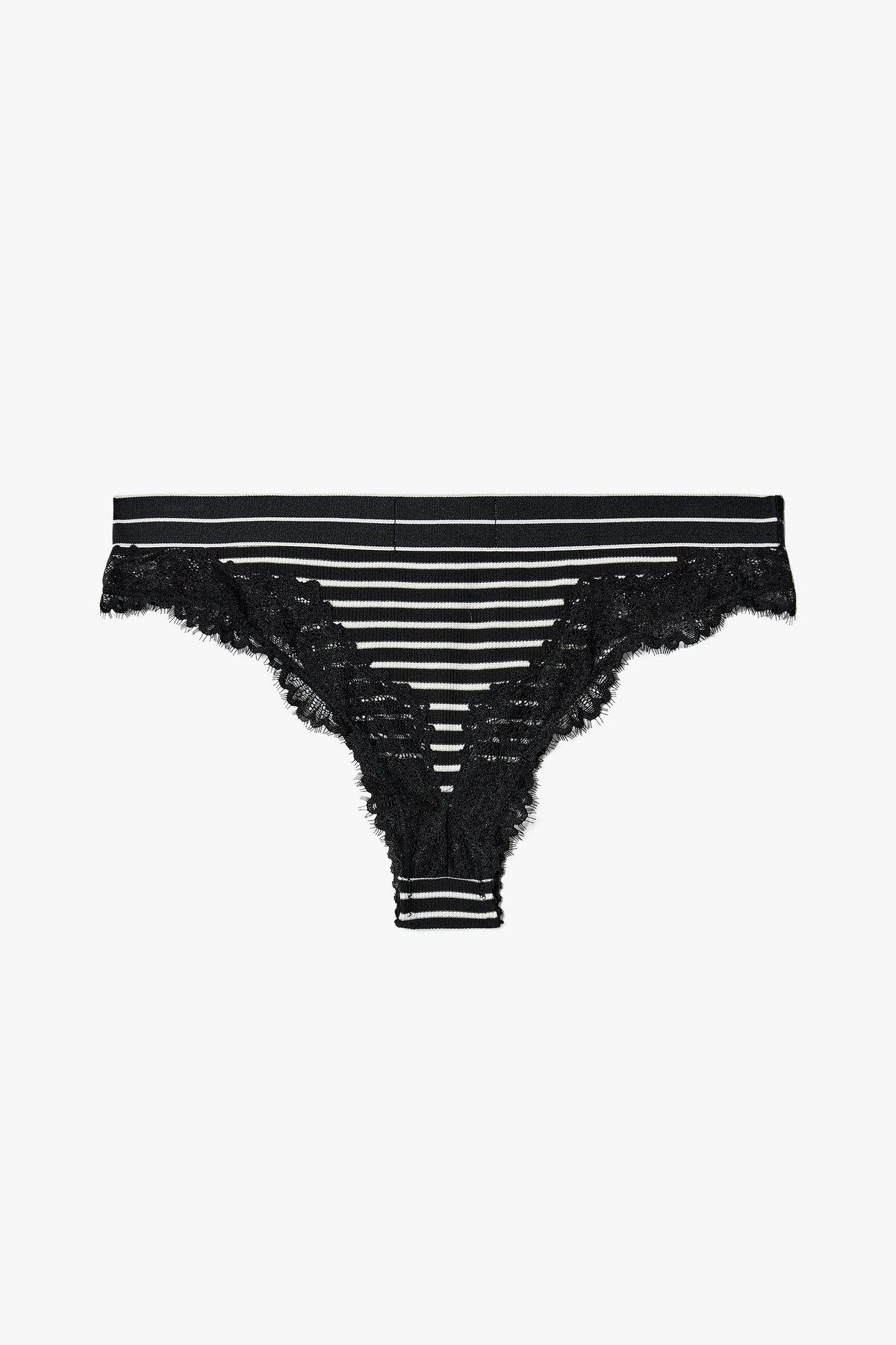 엠포리오 아르마니 언더웨어(EMPORIO ARMANI UNDERWEAR) 여성 스트라이프 브라질리언 브리프 _블랙 0825111530