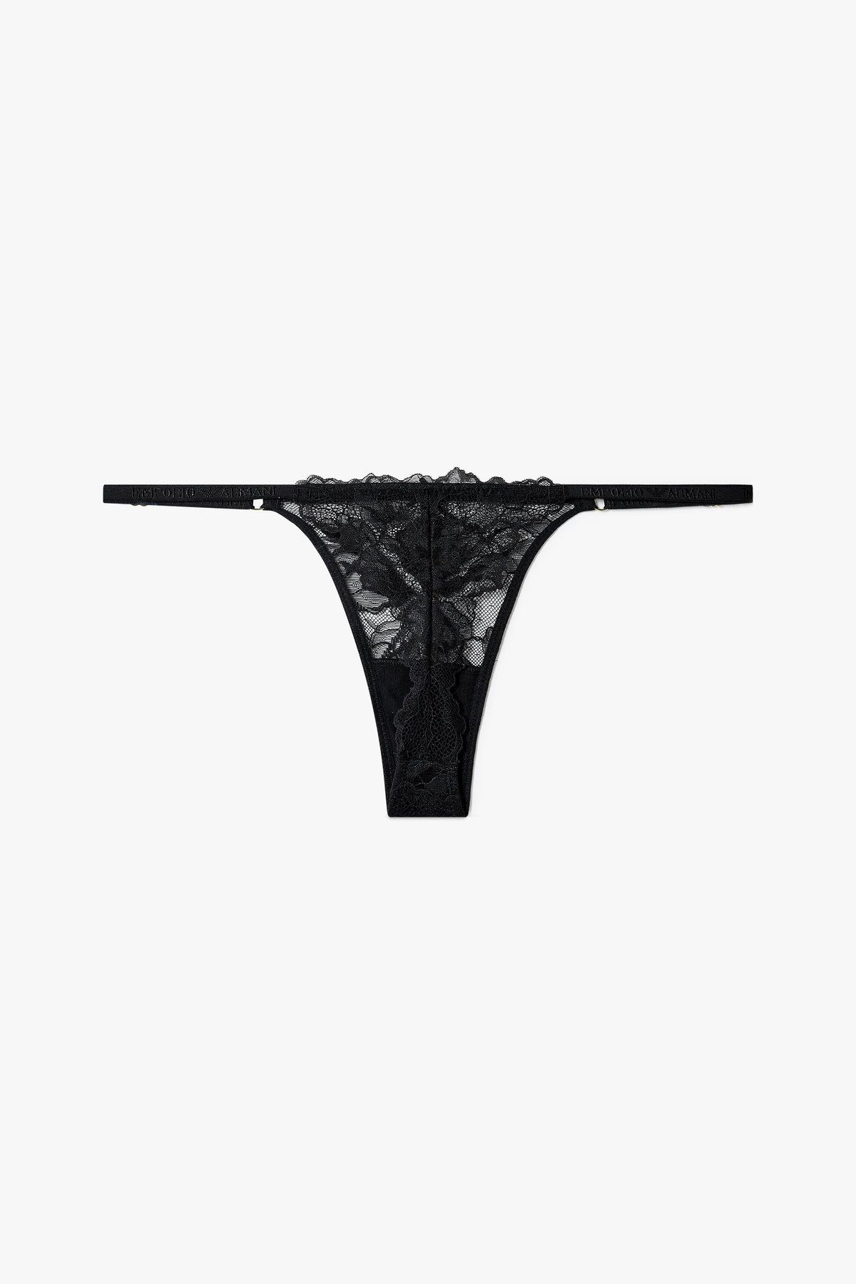 엠포리오 아르마니 언더웨어(EMPORIO ARMANI UNDERWEAR) 여성 플라워 레이스 스트랩 티팬티 _블랙 0825110514