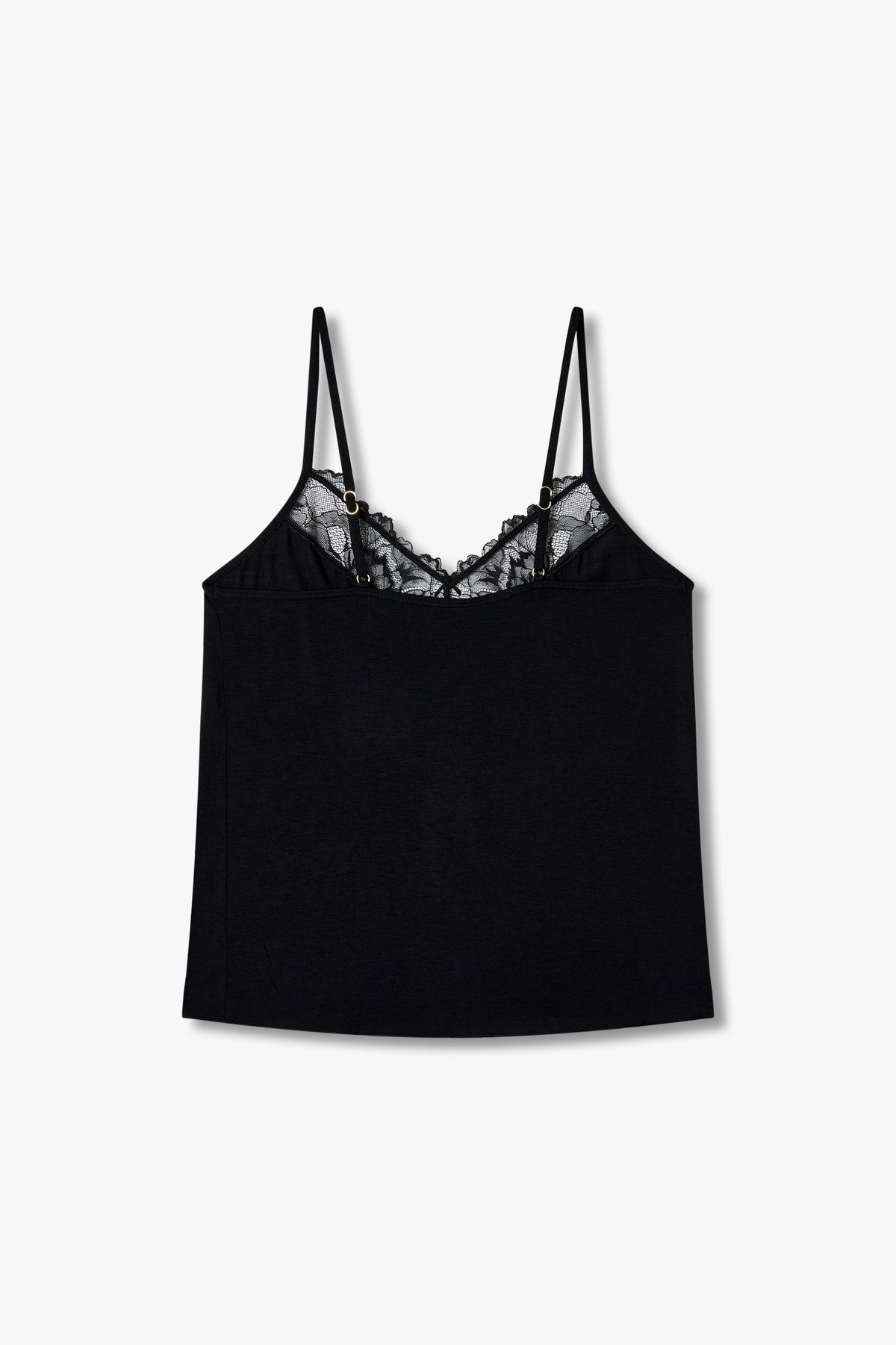 엠포리오 아르마니 언더웨어(EMPORIO ARMANI UNDERWEAR) 여성 레이스 브이넥 레이온 파자마 탑 _블랙 0825113504