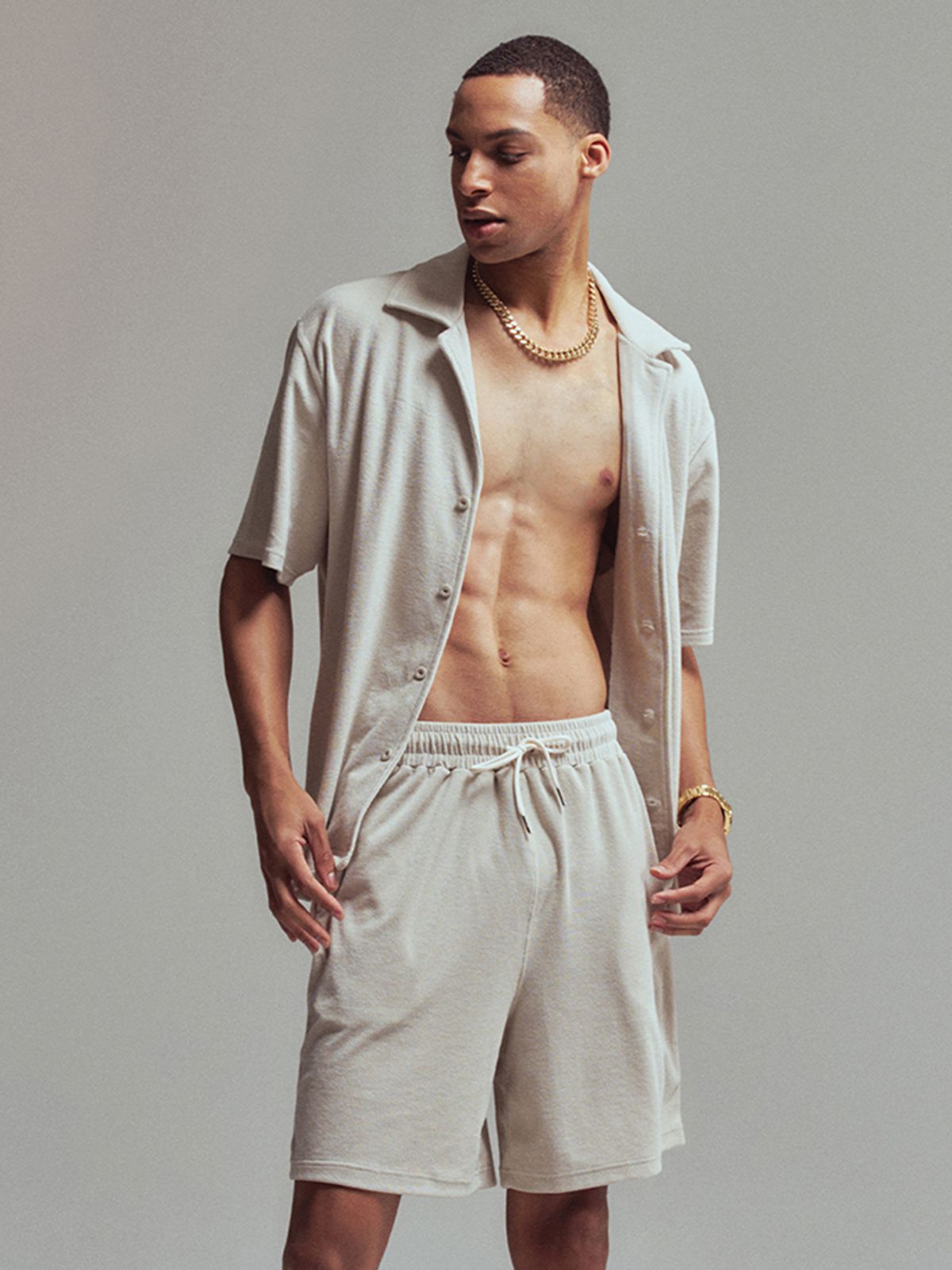 에르에르(ERER) Men Towel shirt Gray