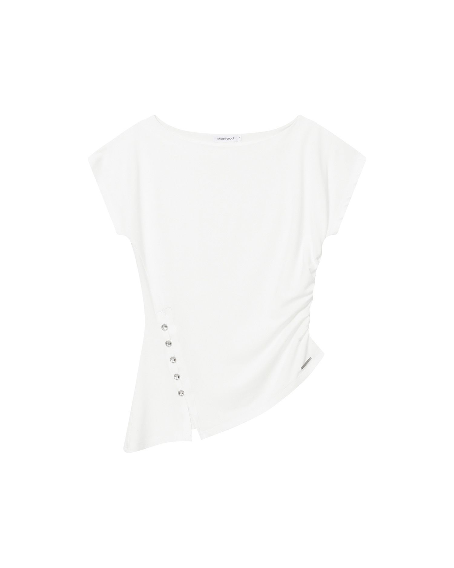 ★MISEKI SEOUL★ Side shirring slit top MUSINSA公式 | MISEKI SEOUL Side shirring slit top WHITE