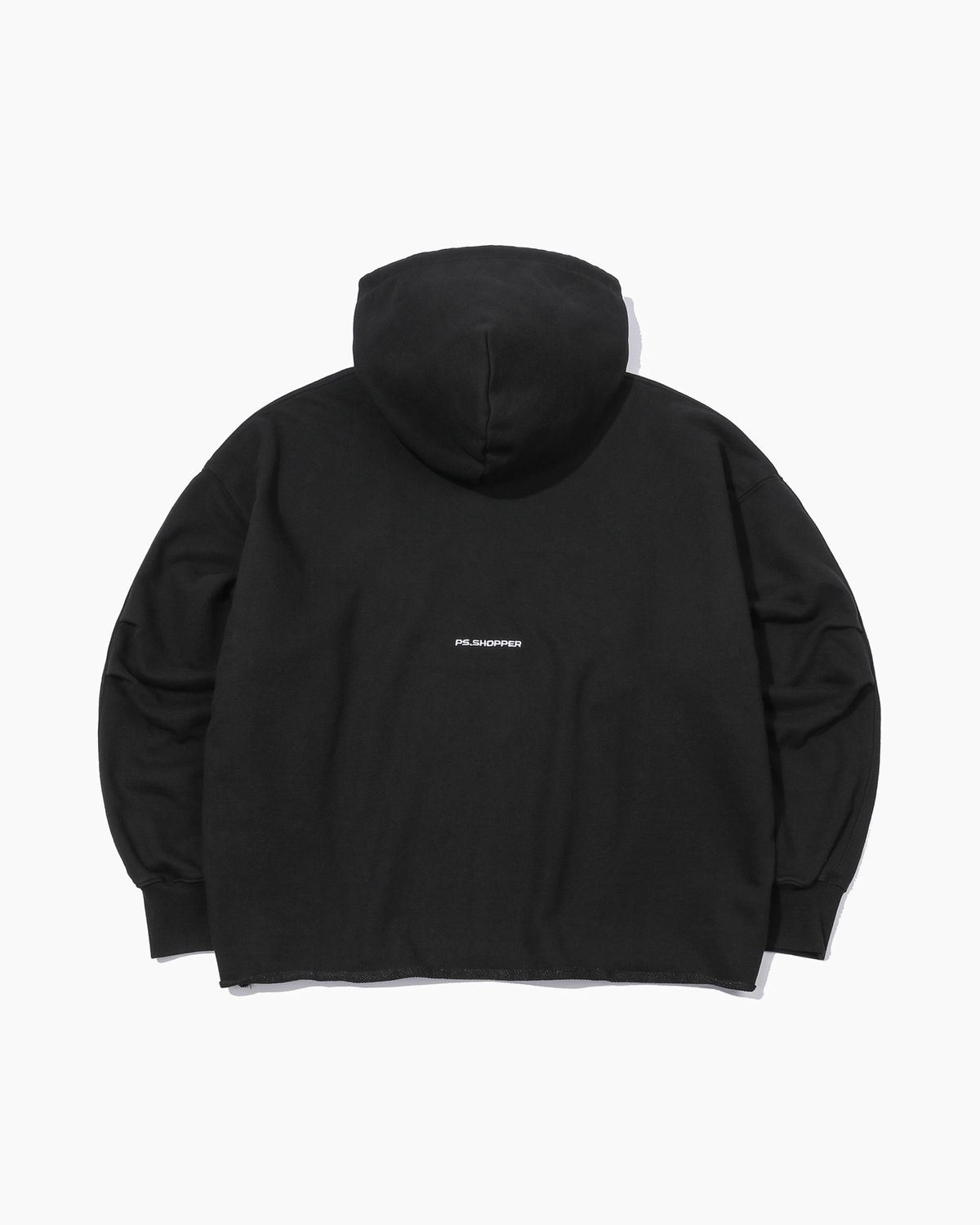 피에스쇼퍼(PSSHOPPER) 스몰로고 워싱 컷팅 후드 [블랙]