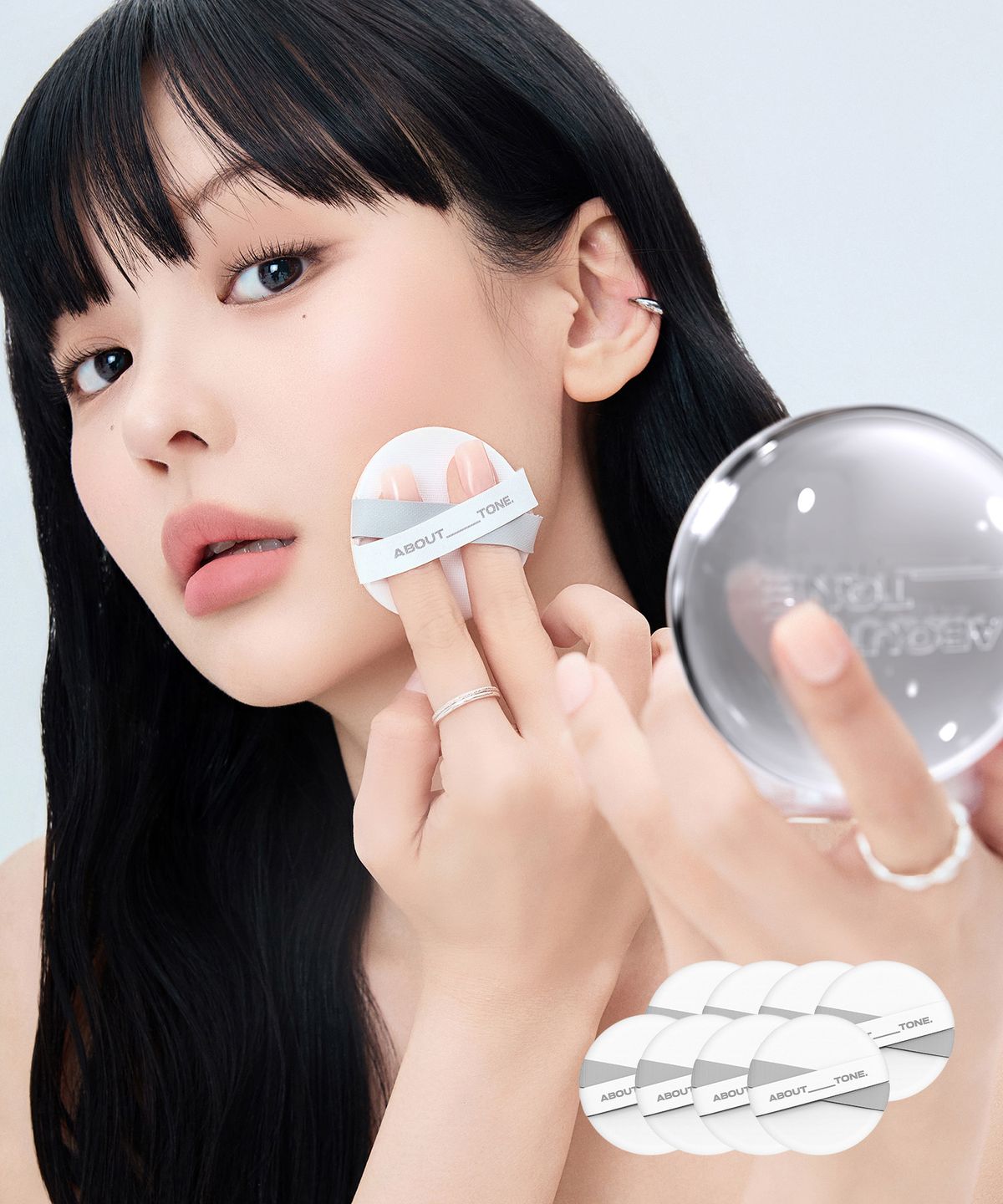 어바웃톤(ABOUT TONE) [SET]스킨 레이어  핏 쿠션 퍼프 8EA