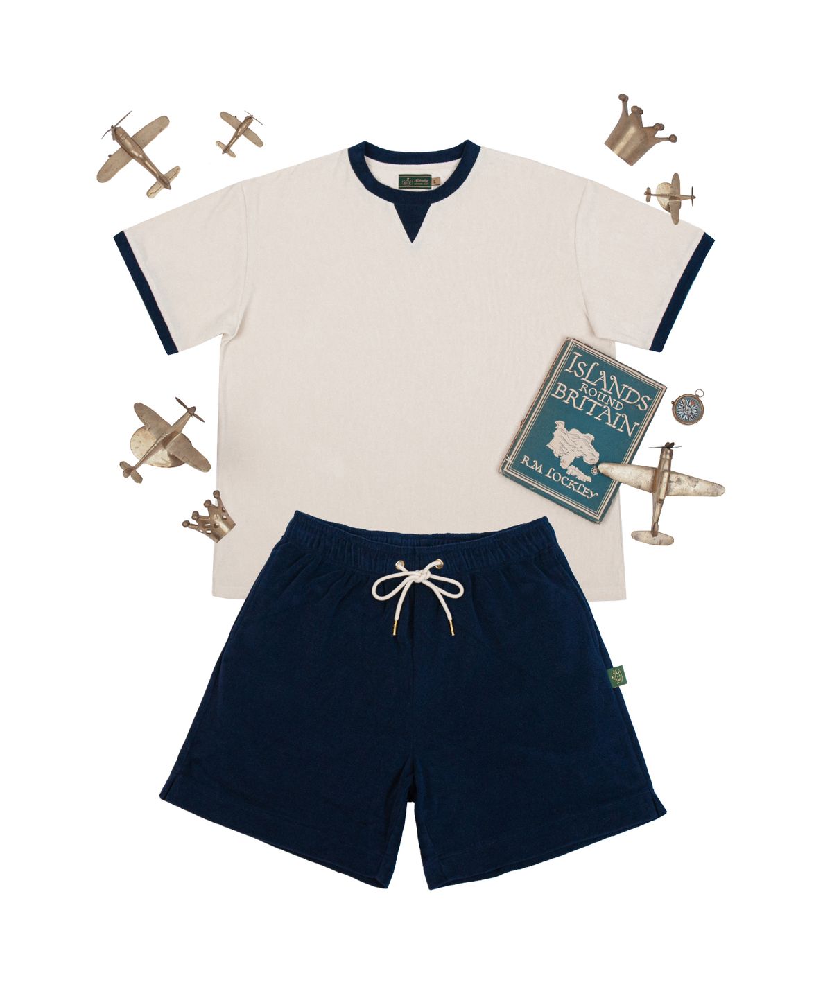 세러데이 레저 클럽(SATURDAY LEISURE CLUB) Leisure Terry Ringer T-Shirt (Unisex) - Dark Navy & Ivory