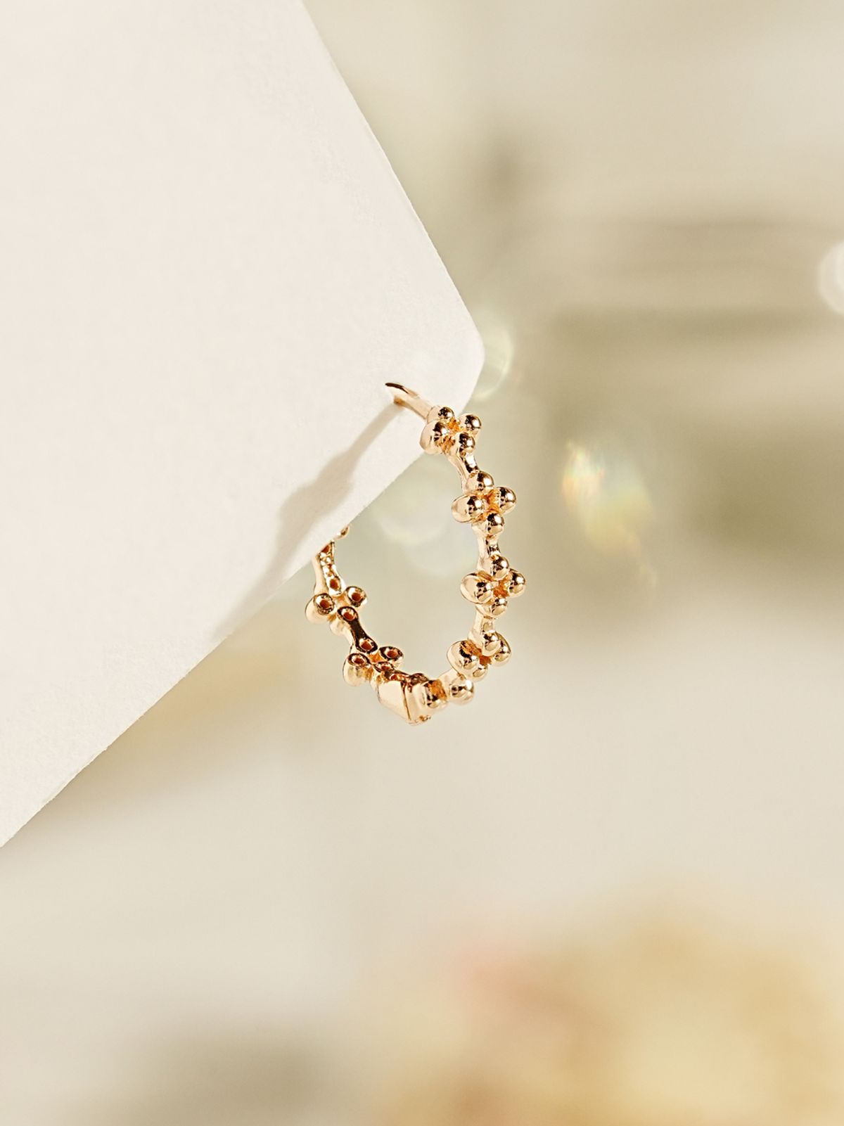 미니멀피어싱(MINIMALPIERCING) 14K 18K 버블 클로버 원터치 링 귀걸이