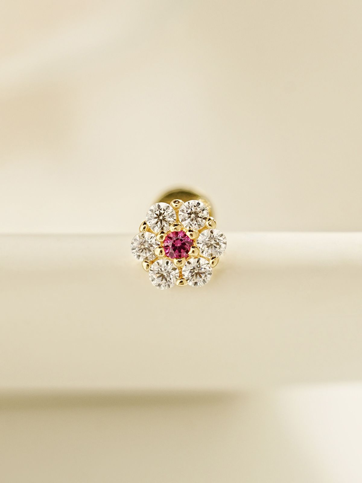 미니멀피어싱(MINIMALPIERCING) [0.8mm]14K 인터널 하모니 플라워 라블렛 피어싱 귀걸이
