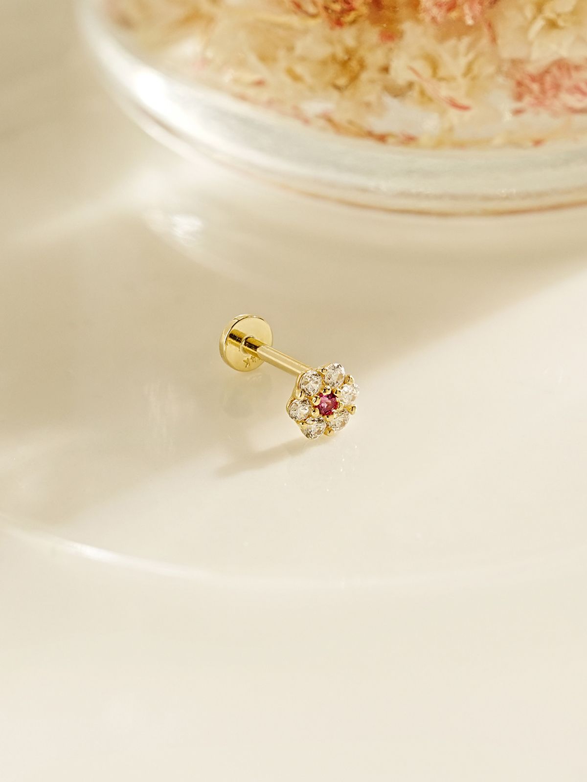 미니멀피어싱(MINIMALPIERCING) [0.8mm]14K 인터널 하모니 플라워 라블렛 피어싱 귀걸이
