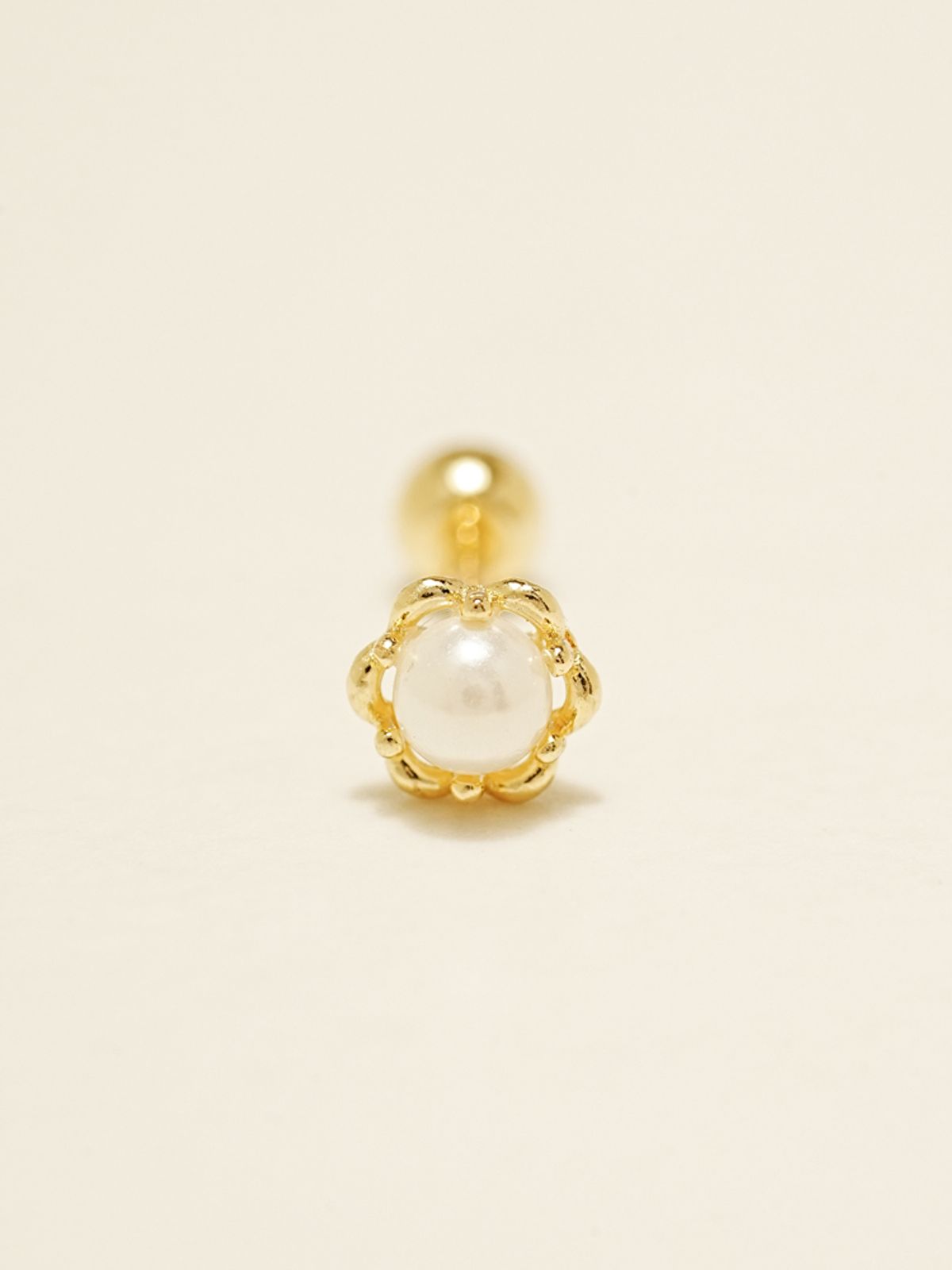 미니멀피어싱(MINIMALPIERCING) 14K 크리미 진주 피어싱 귀걸이