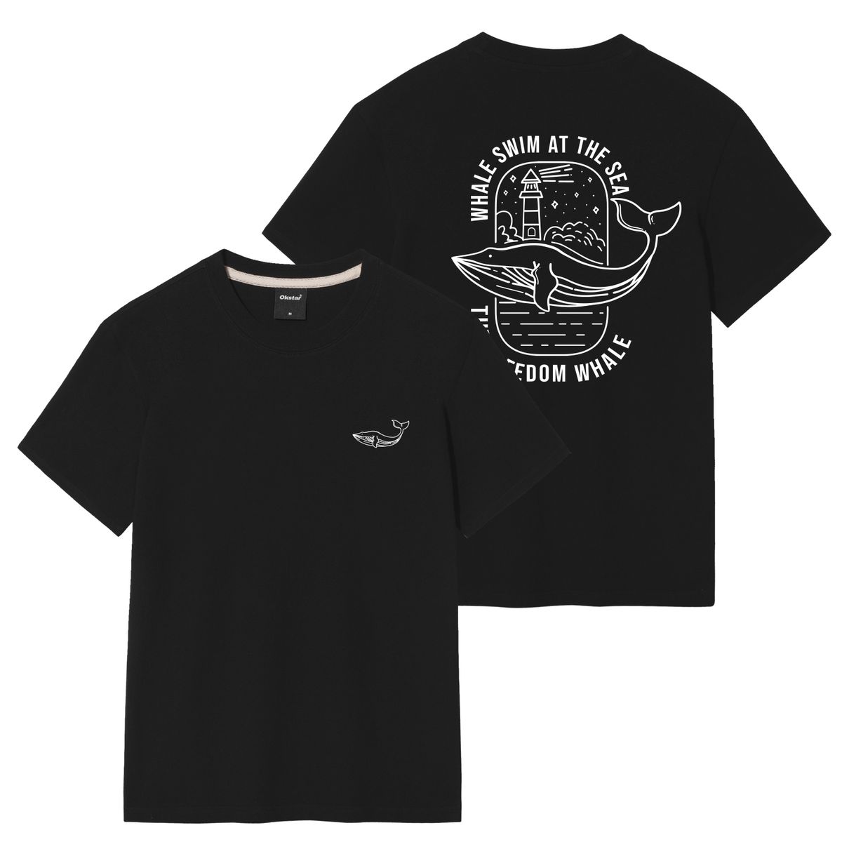 옥스타(OKSTAR) 등대 고래 반팔티