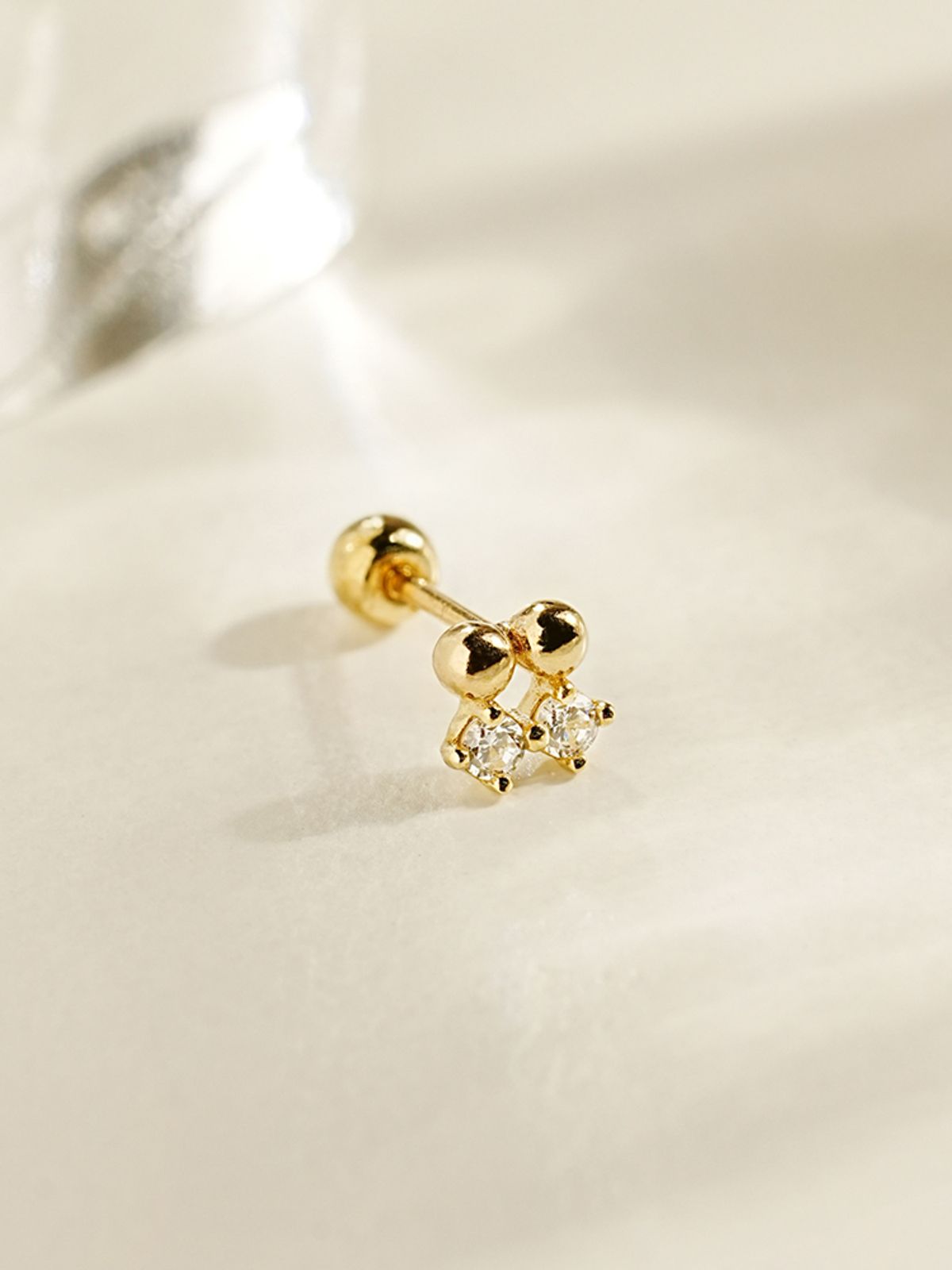 미니멀피어싱(MINIMALPIERCING) 14K 트윈 도트 피어싱 귀걸이