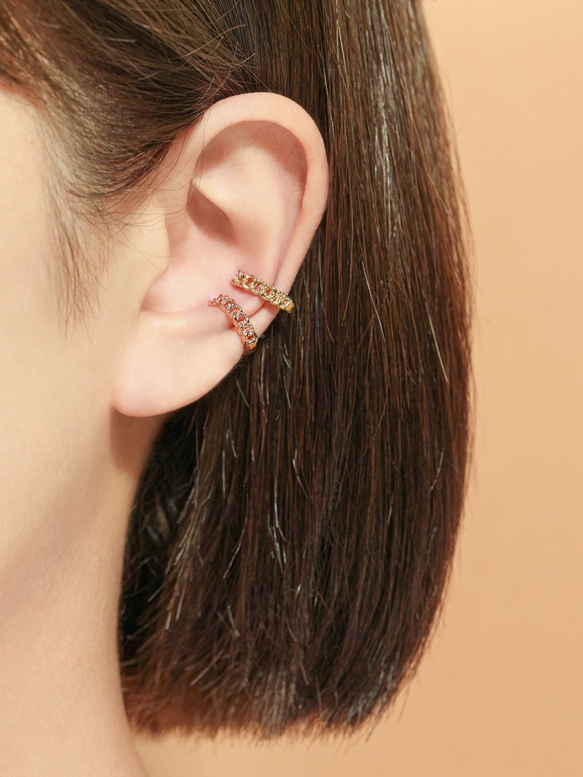미니멀피어싱(MINIMALPIERCING) 14K 도트 체인 이어커프 클립형 귀찌
