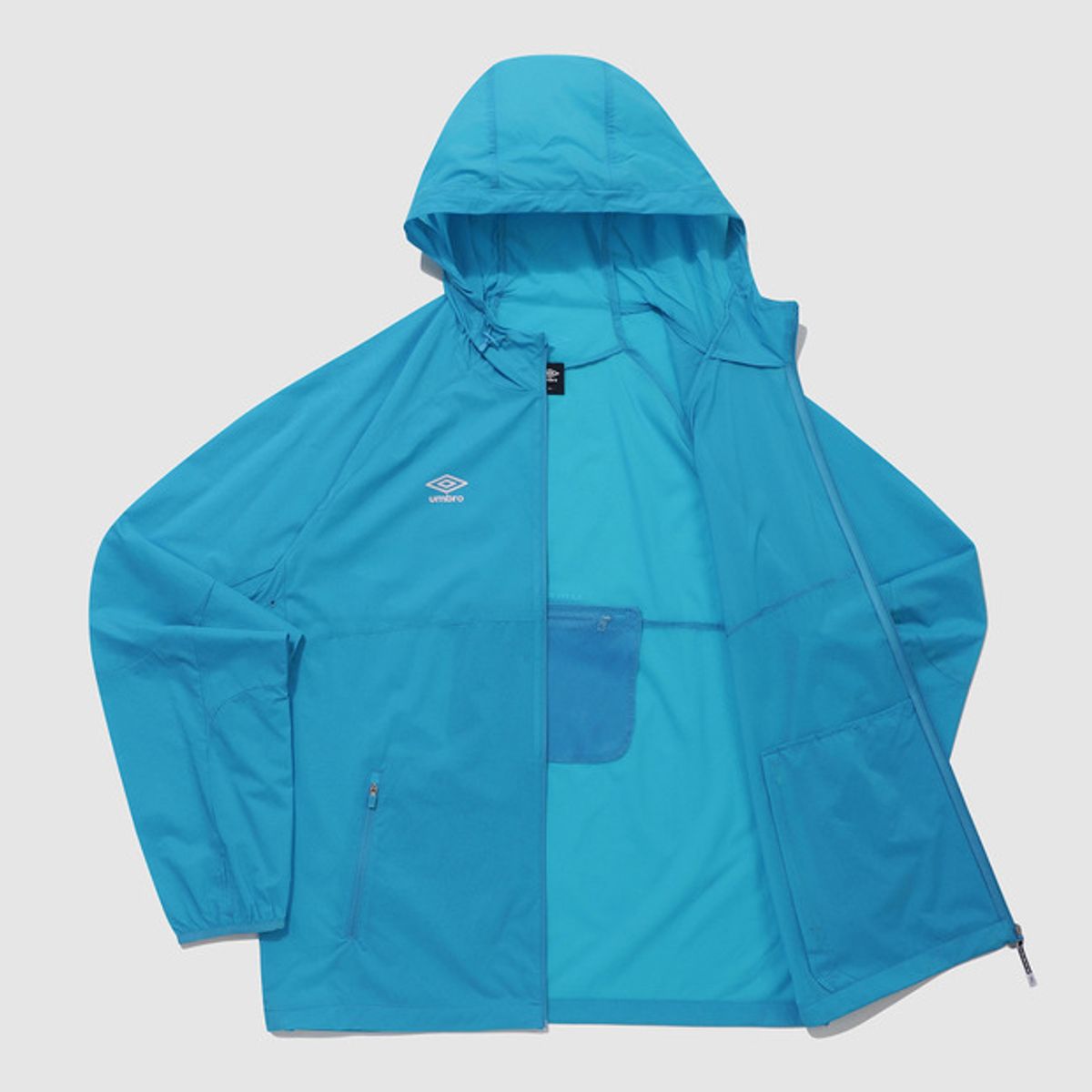 엄브로(UMBRO) [패커블] 셔틀런 초경량 후드형 바람막이 집업 자켓 블루(UQ221SJK51)